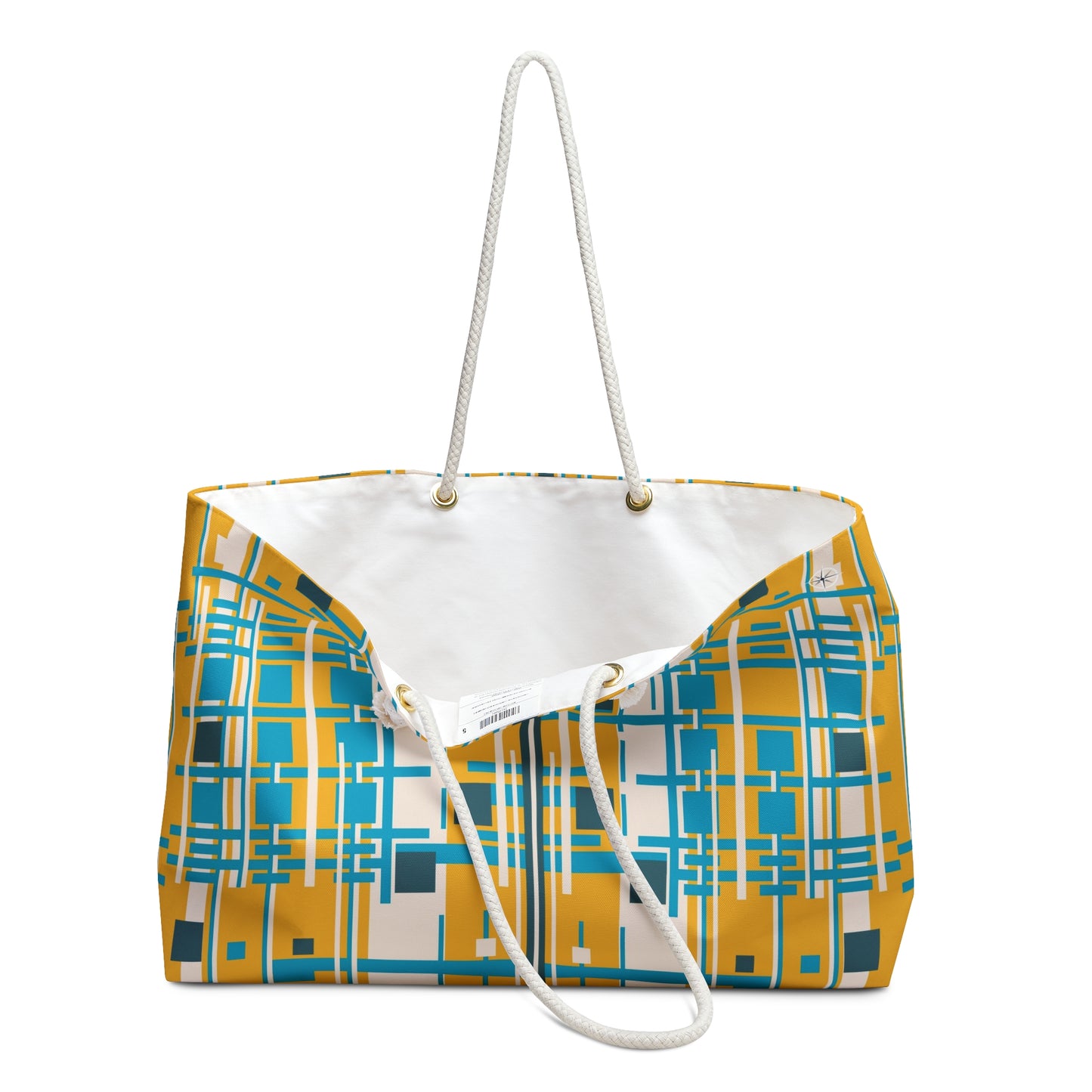 Lemon Yellow Bamboo Weekender Beach Bag