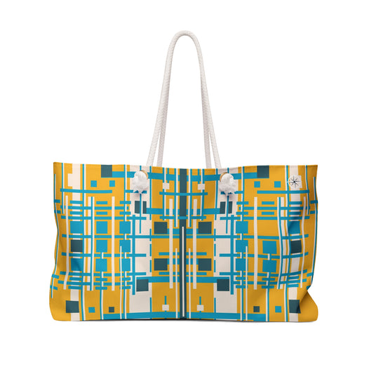 Lemon Yellow Bamboo Weekender Beach Bag