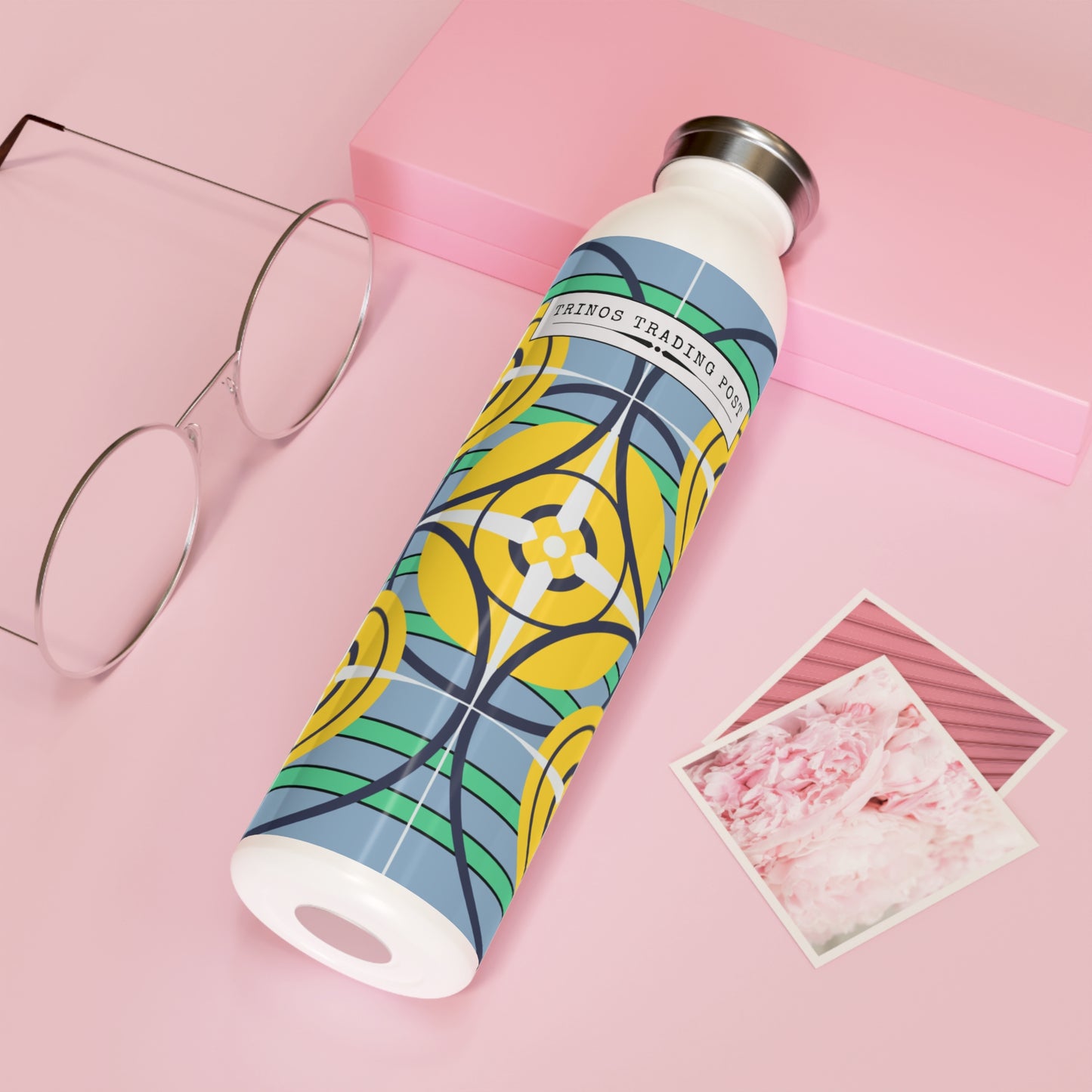 Sunflower Yellow Compass Rose 20oz Slim Water Bottle