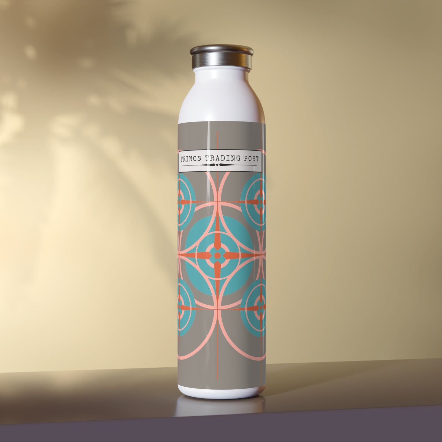 Miami Cotton Candy Grey Compass Rose 20oz Slim Water Bottle