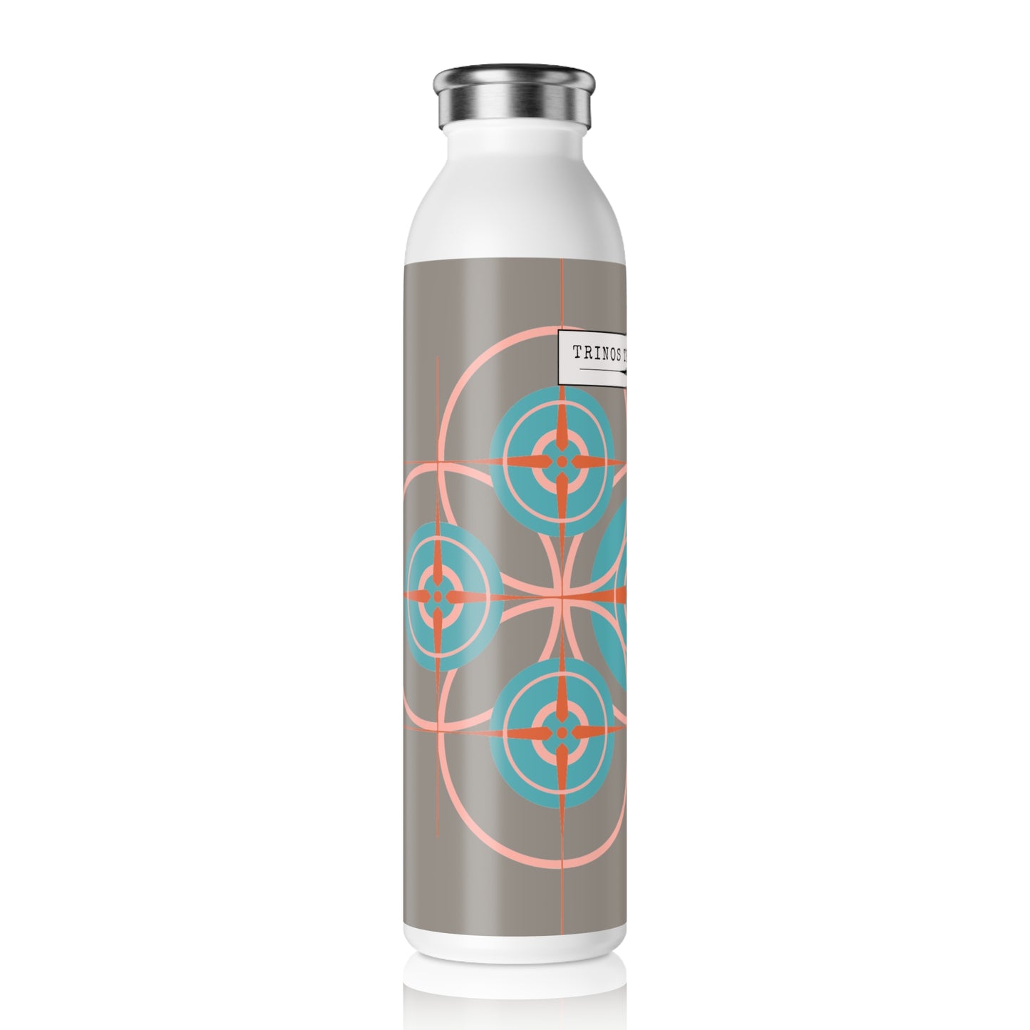 Miami Cotton Candy Grey Compass Rose 20oz Slim Water Bottle