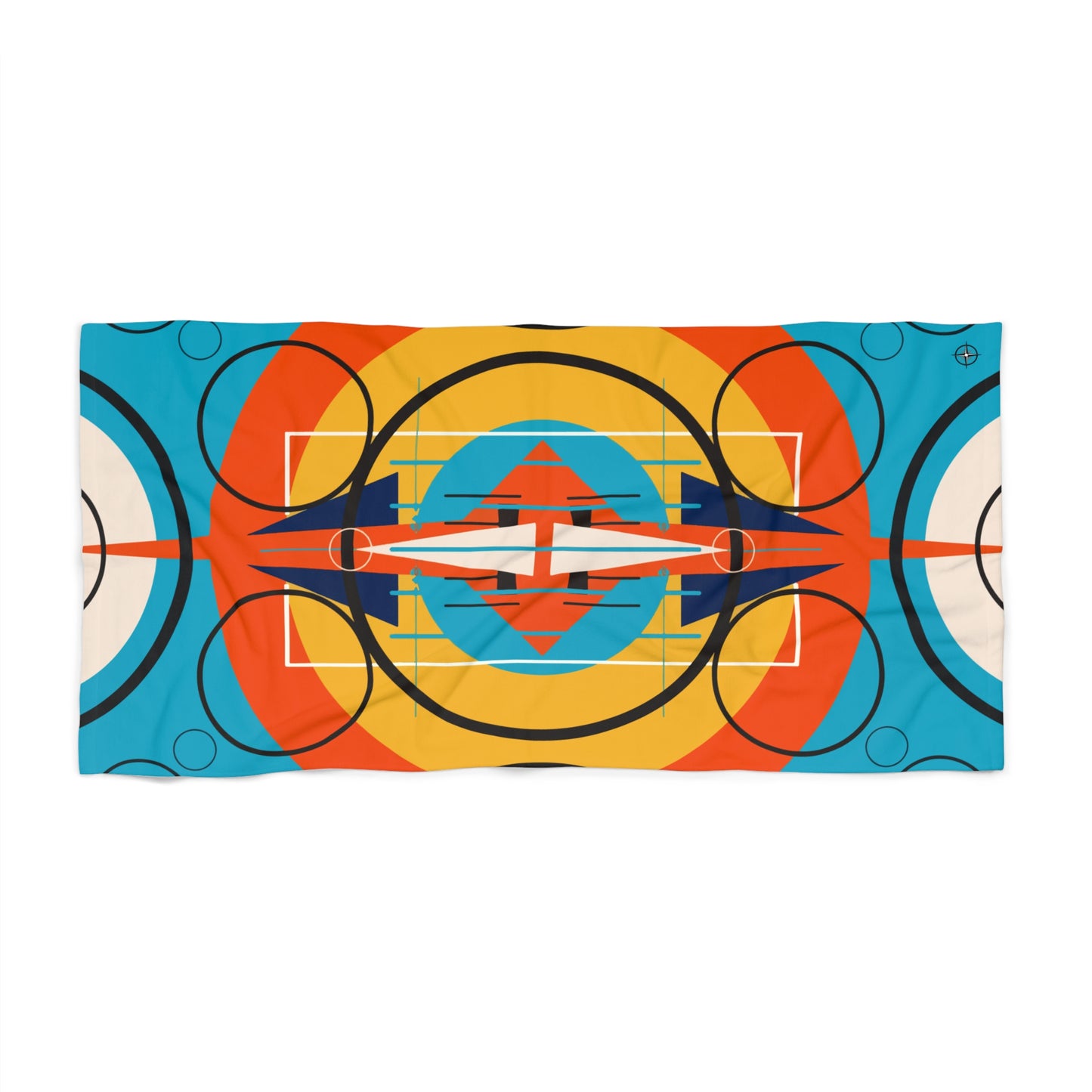 Deco Orange Sunburst Oscillation Beach Towel