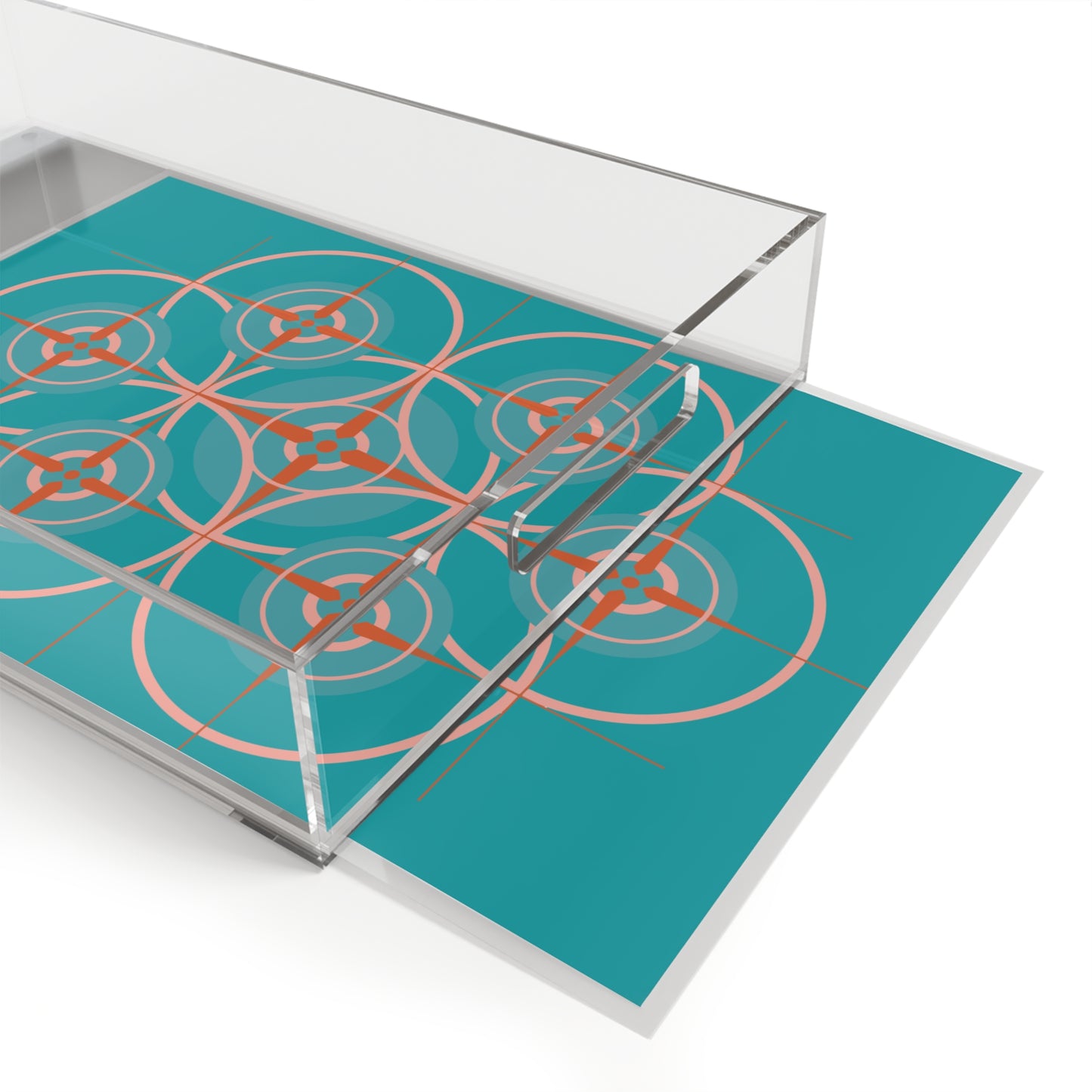 Miami Blue Cherry Blossom Compass Rose Acrylic Serving Tray