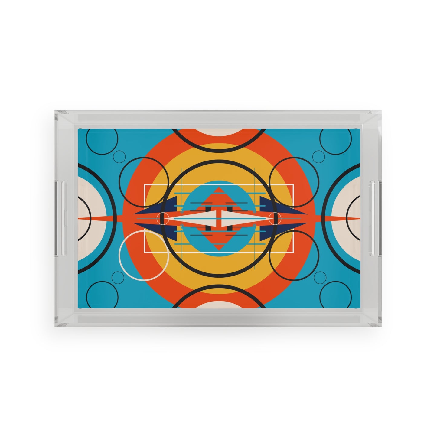 Deco Orange Sunburst Oscillation Acrylic Serving Tray