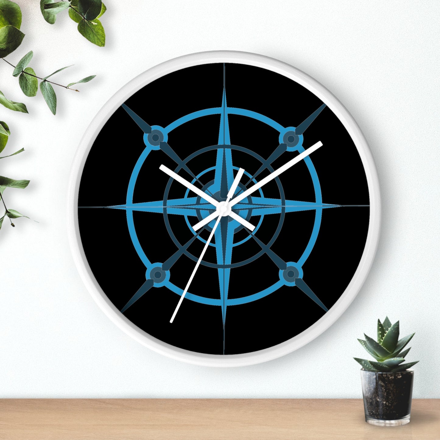 NIghtwing Blue-Black Compass Rose Wall Clock