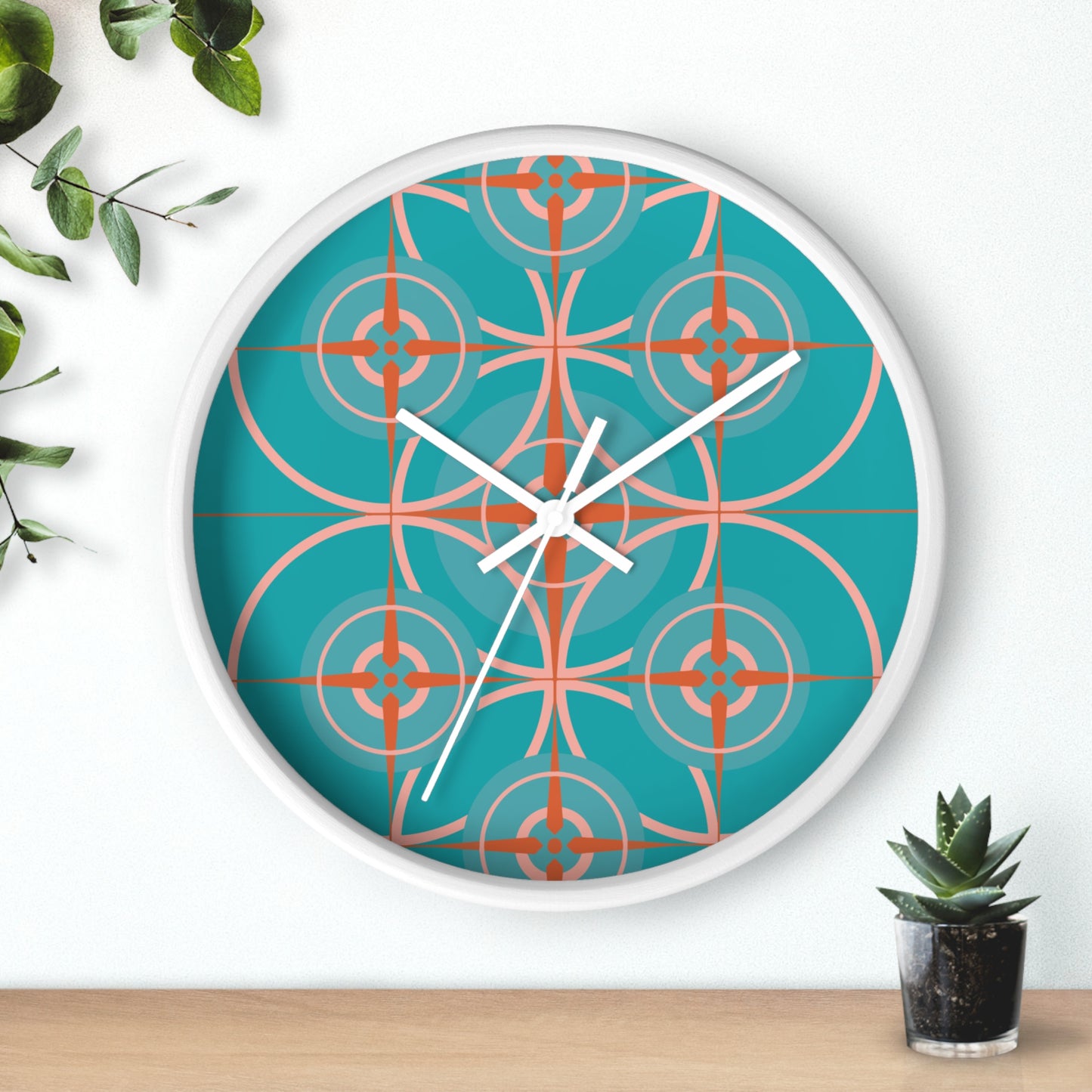 Miami Blue Cherry Compass Rose Wall Clock