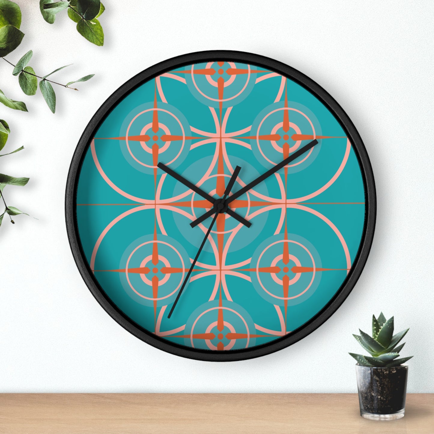 Miami Blue Cherry Compass Rose Wall Clock