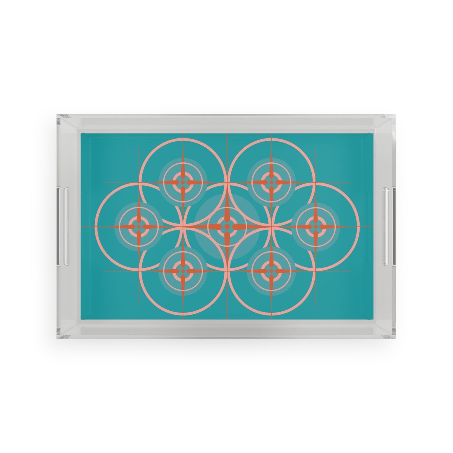 Miami Blue Cherry Blossom Compass Rose Acrylic Serving Tray