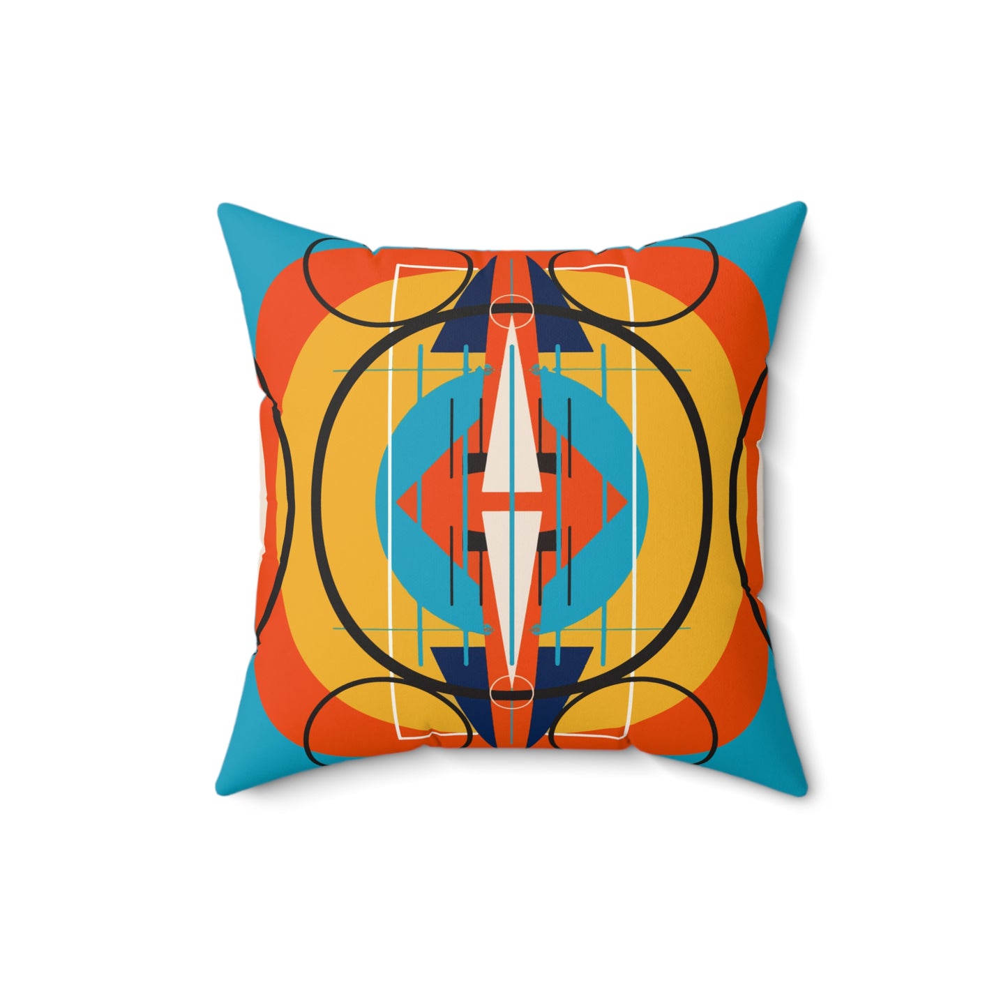 Deco Orange Sunburst Oscillation Spun Polyester Square Pillow