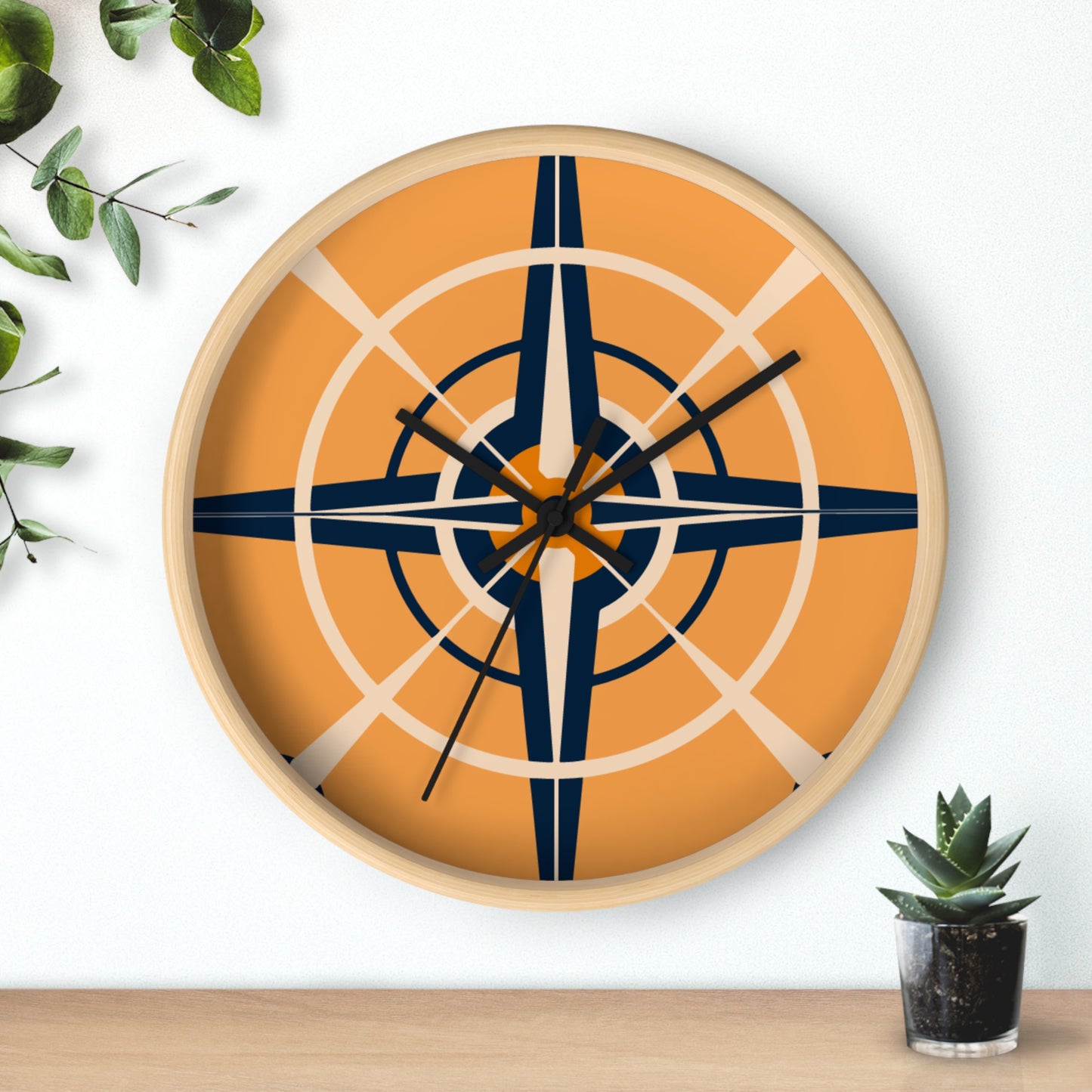 Tangerine Dream Compass Rose Wall Clock