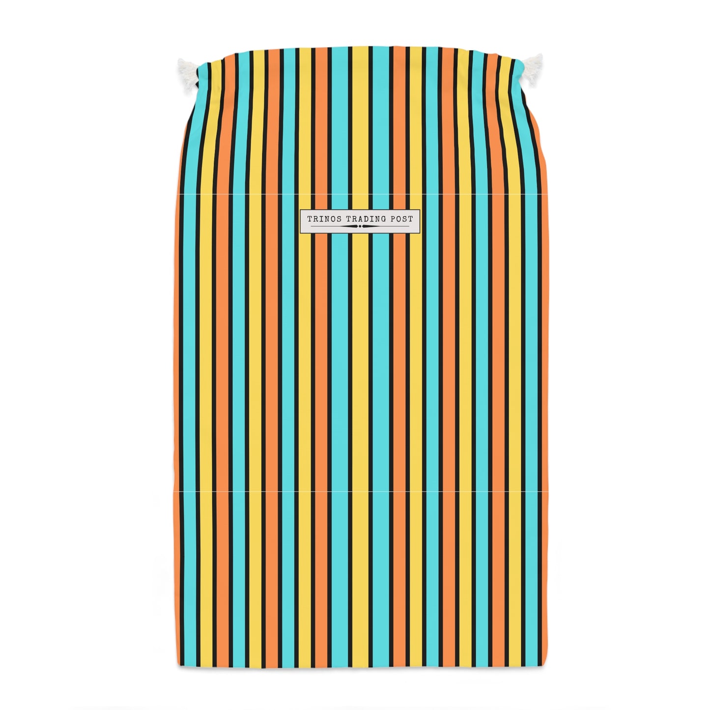 Funky 70's Style Retro Striped Super Delux Laundry Sack in Goldenrod/Teal/Orange