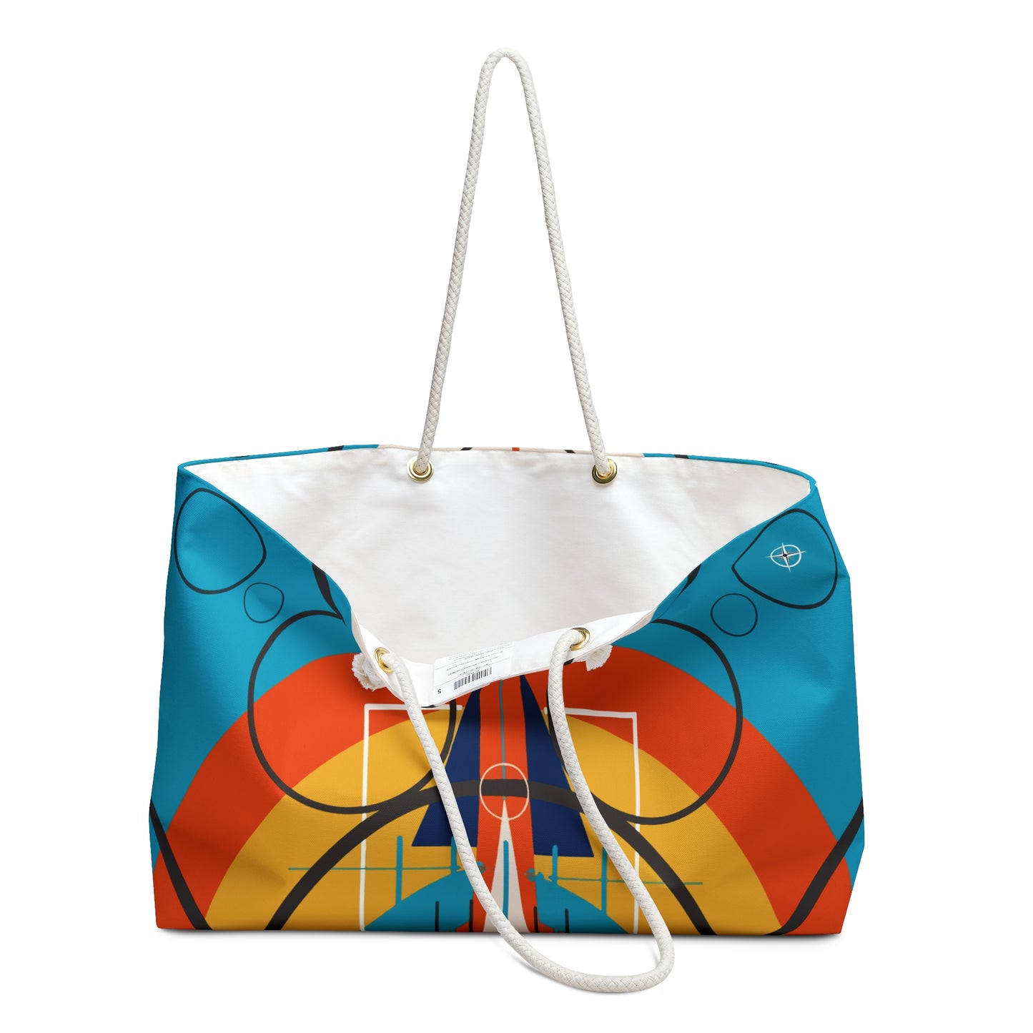 Deco Orange Sunburst Oscillation Weekender Beach Bag