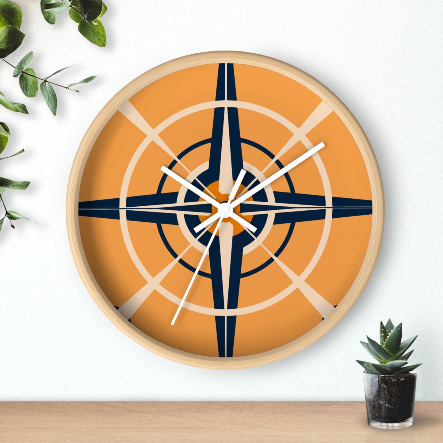 Tangerine Dream Compass Rose Wall Clock