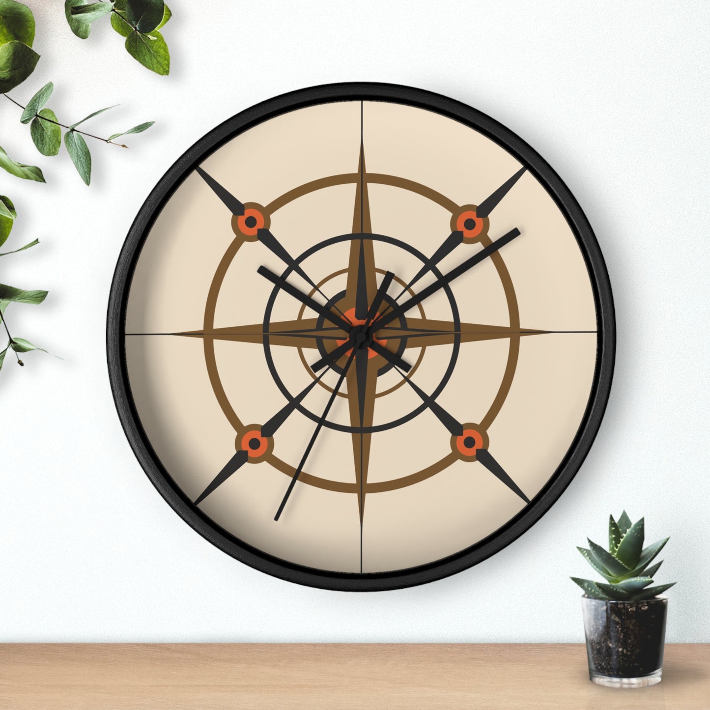 Pumpkin Seed Compass Rose Wall Clock