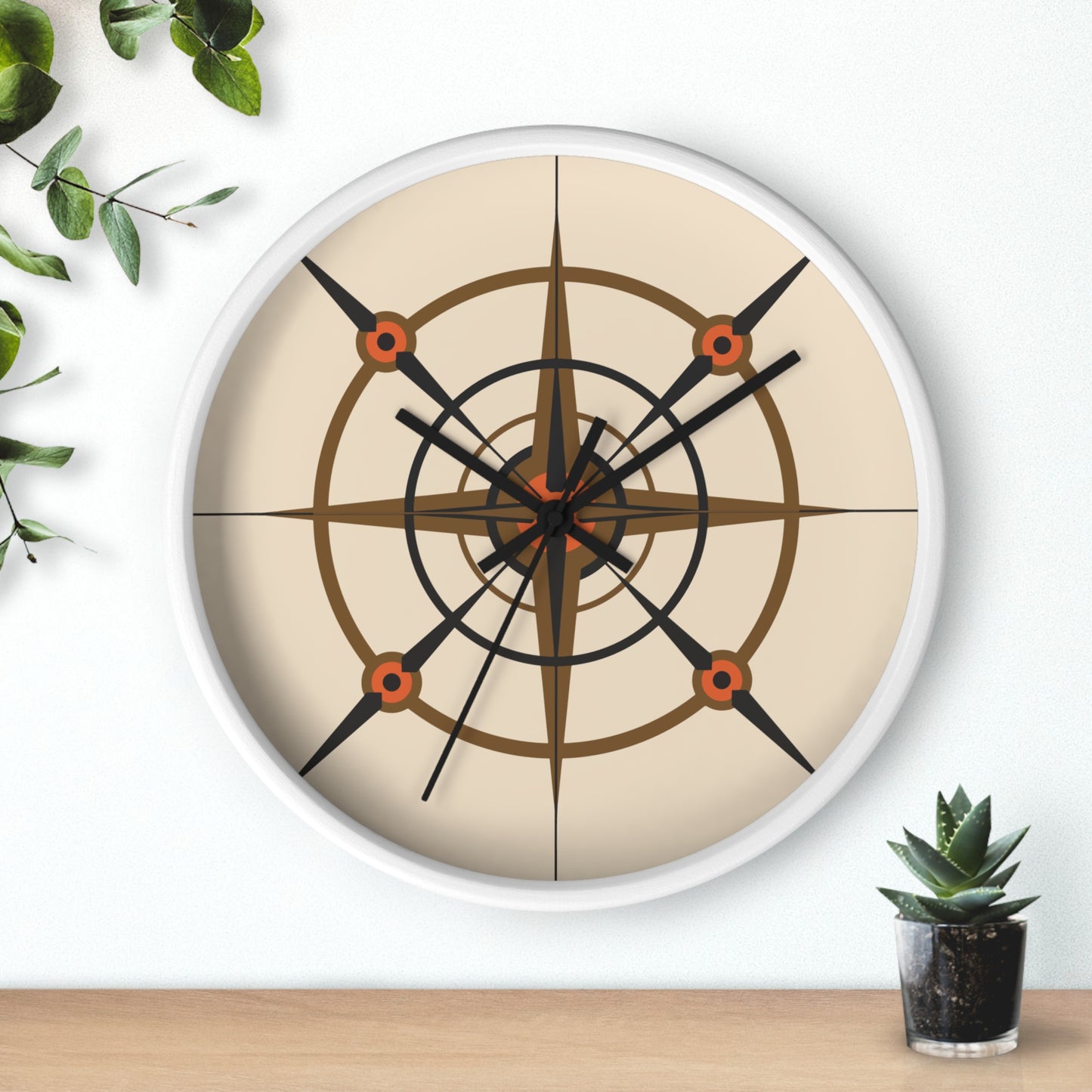 Pumpkin Seed Compass Rose Wall Clock