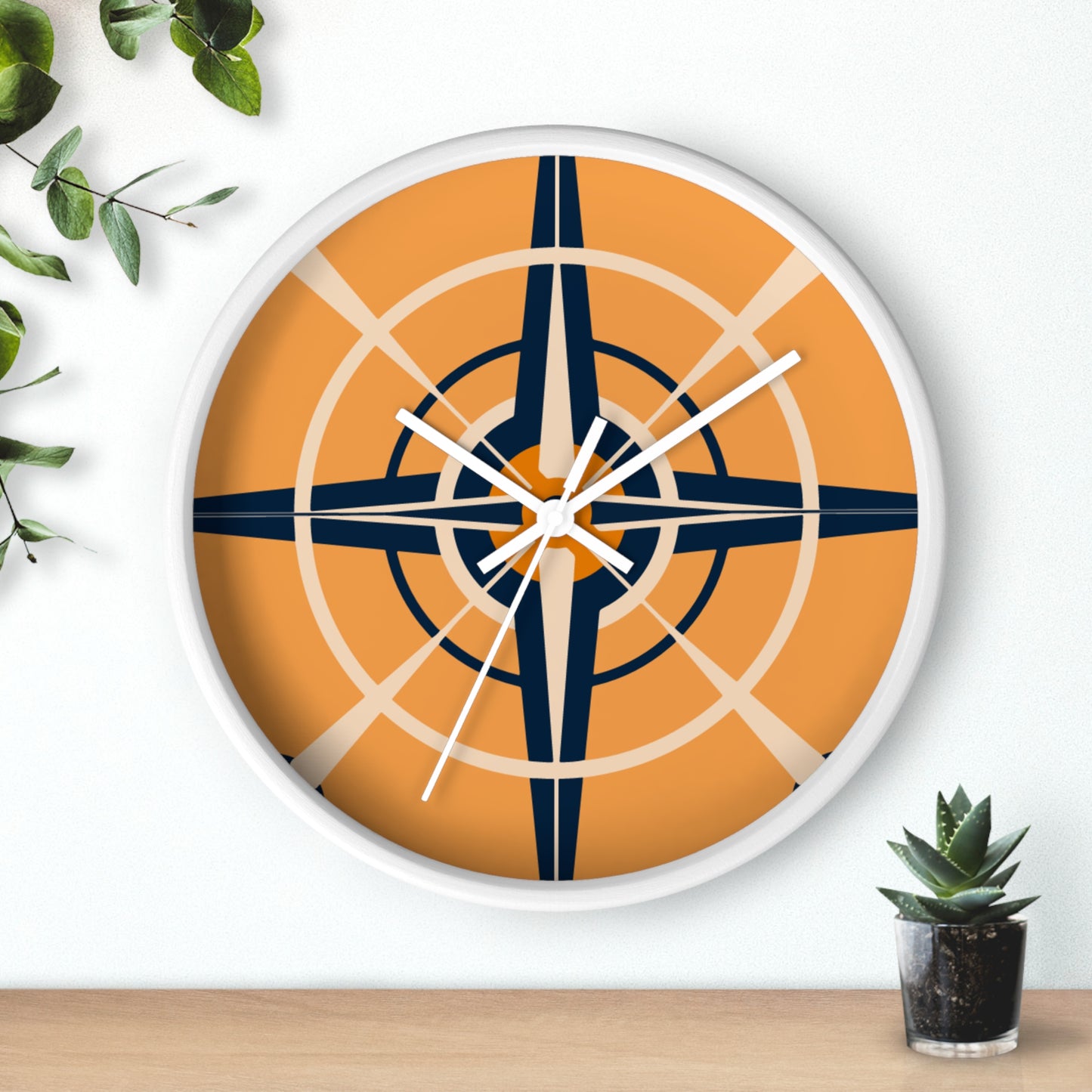 Tangerine Dream Compass Rose Wall Clock