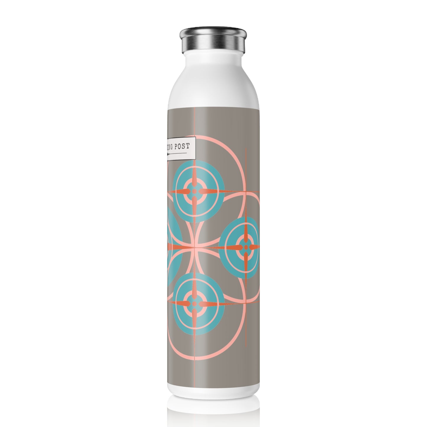 Miami Cotton Candy Grey Compass Rose 20oz Slim Water Bottle