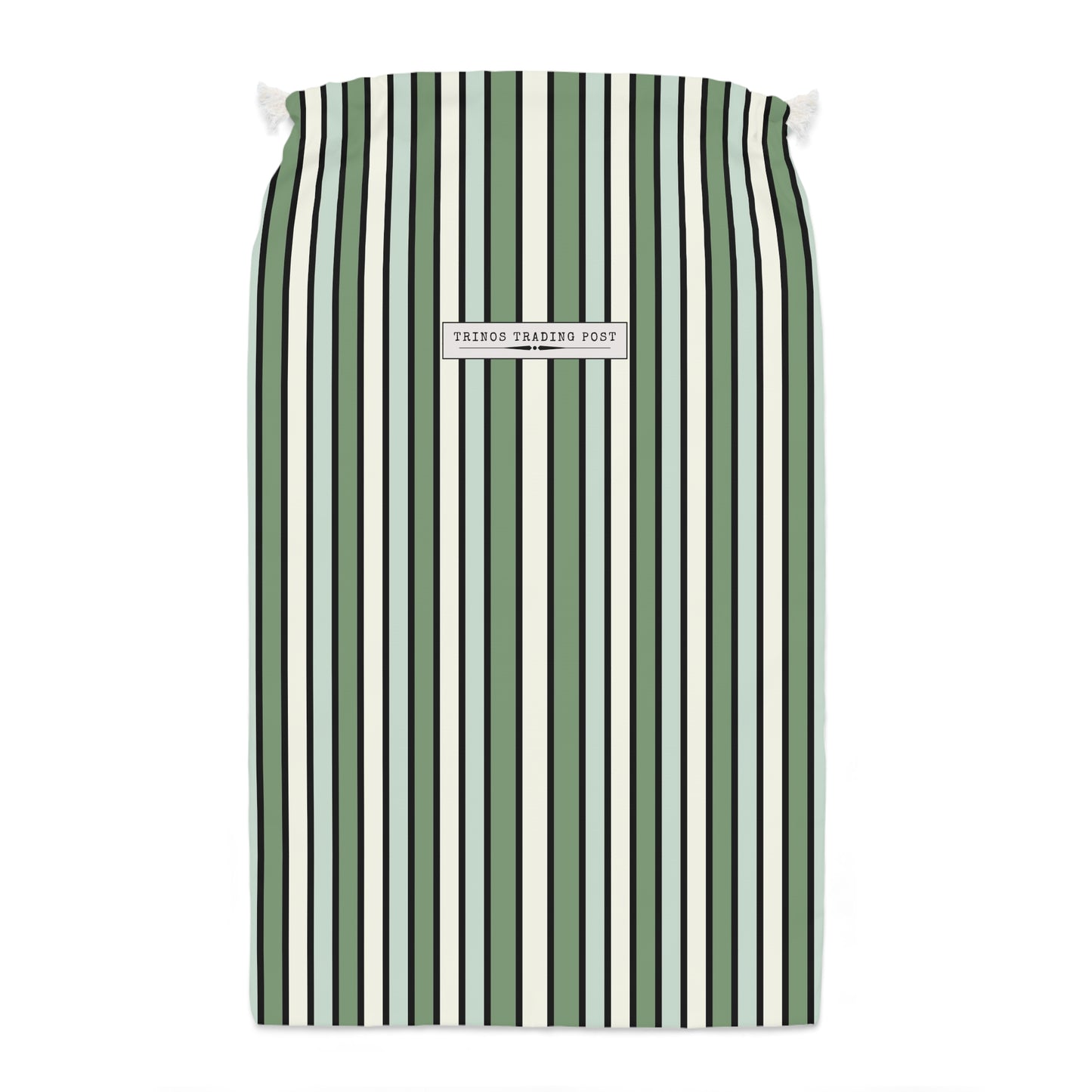 Funky 70's Style Retro Striped Super Delux Laundry Sack in Shades of Seafoam Green