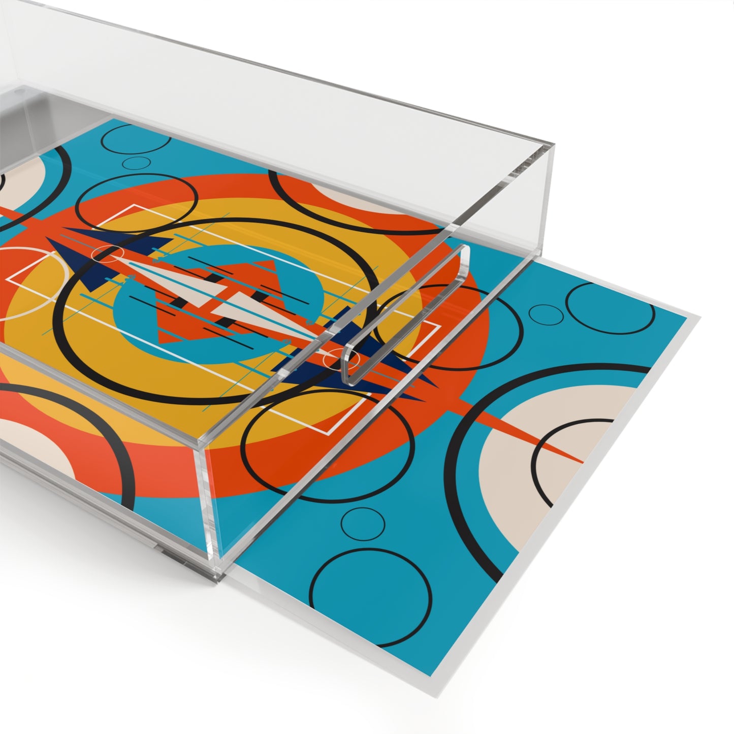 Deco Orange Sunburst Oscillation Acrylic Serving Tray