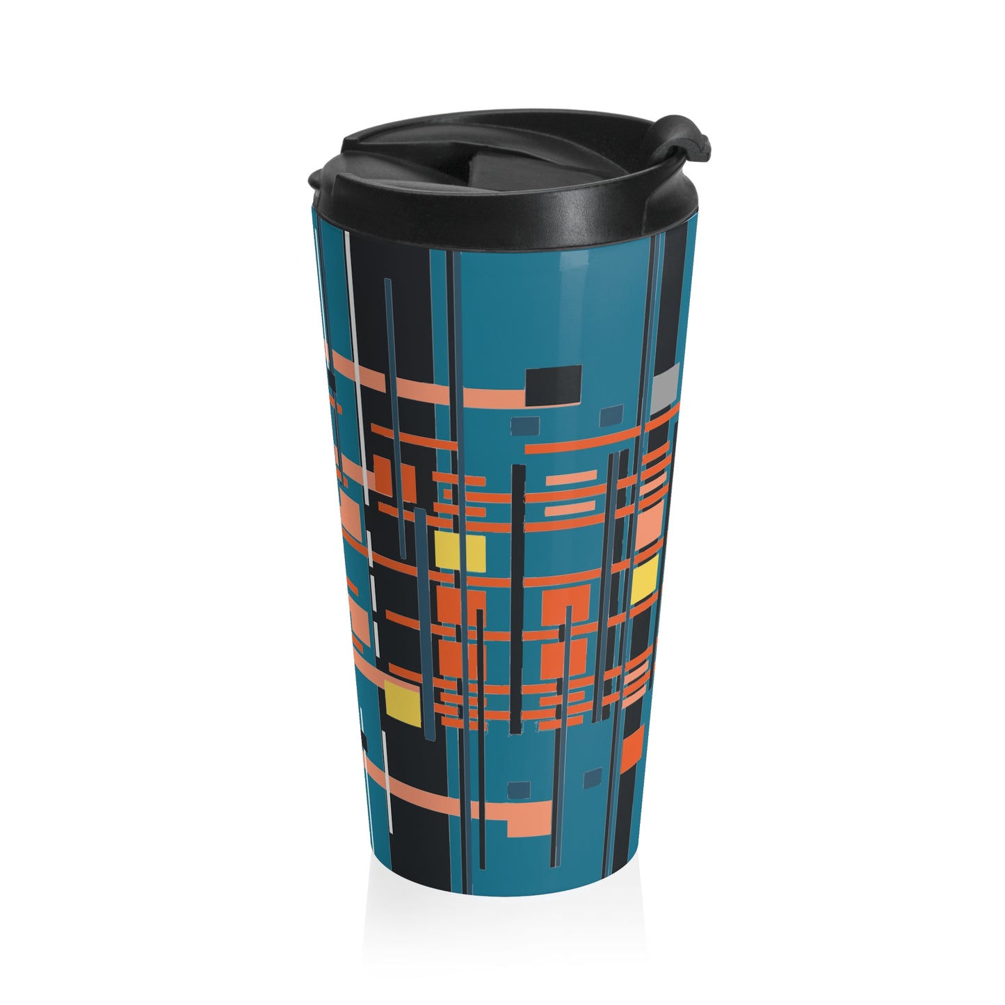 Medium Electric Blue Bamboo Stainless Steel Travel Mug