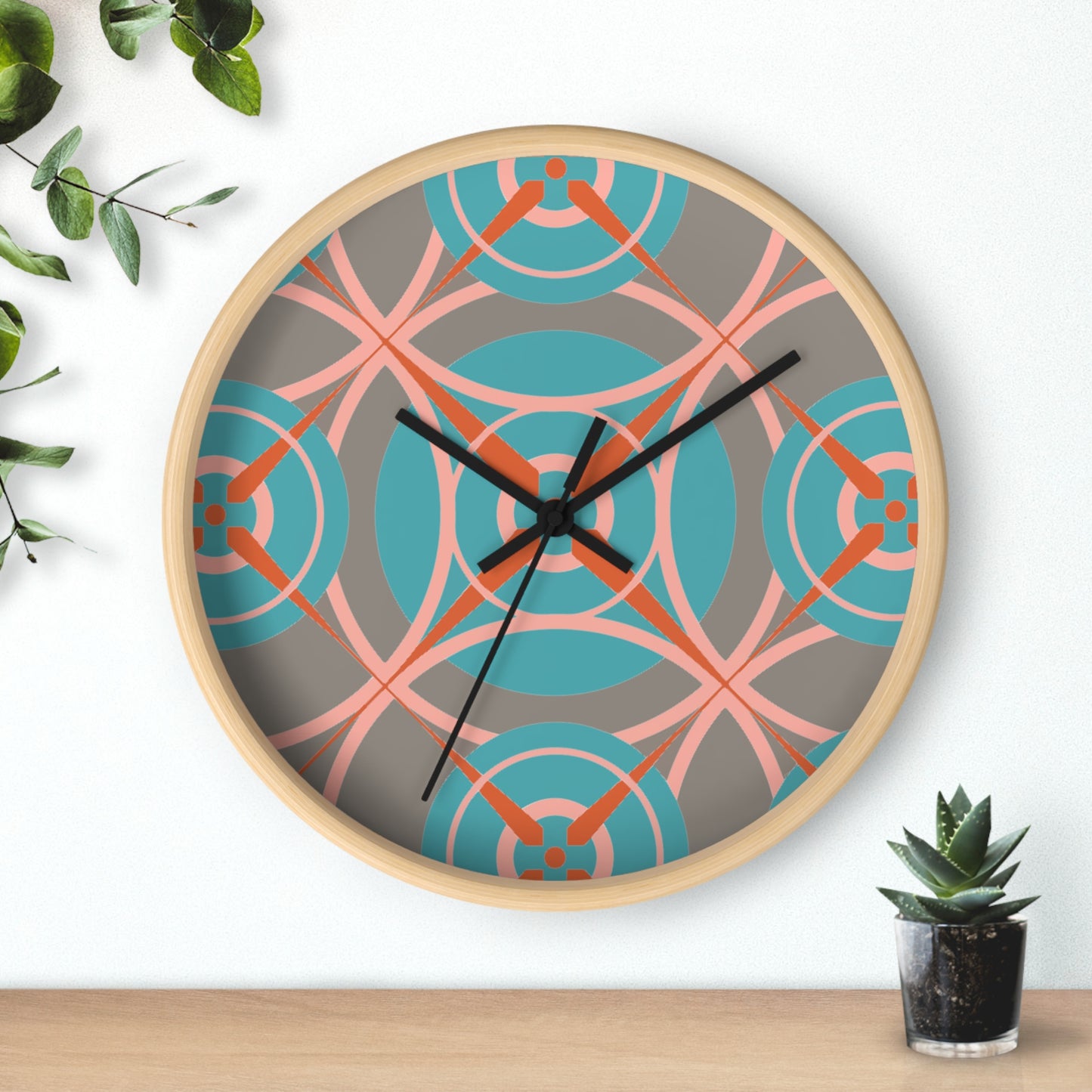 Cotton Candy Grey Compass Rose Wall Clock