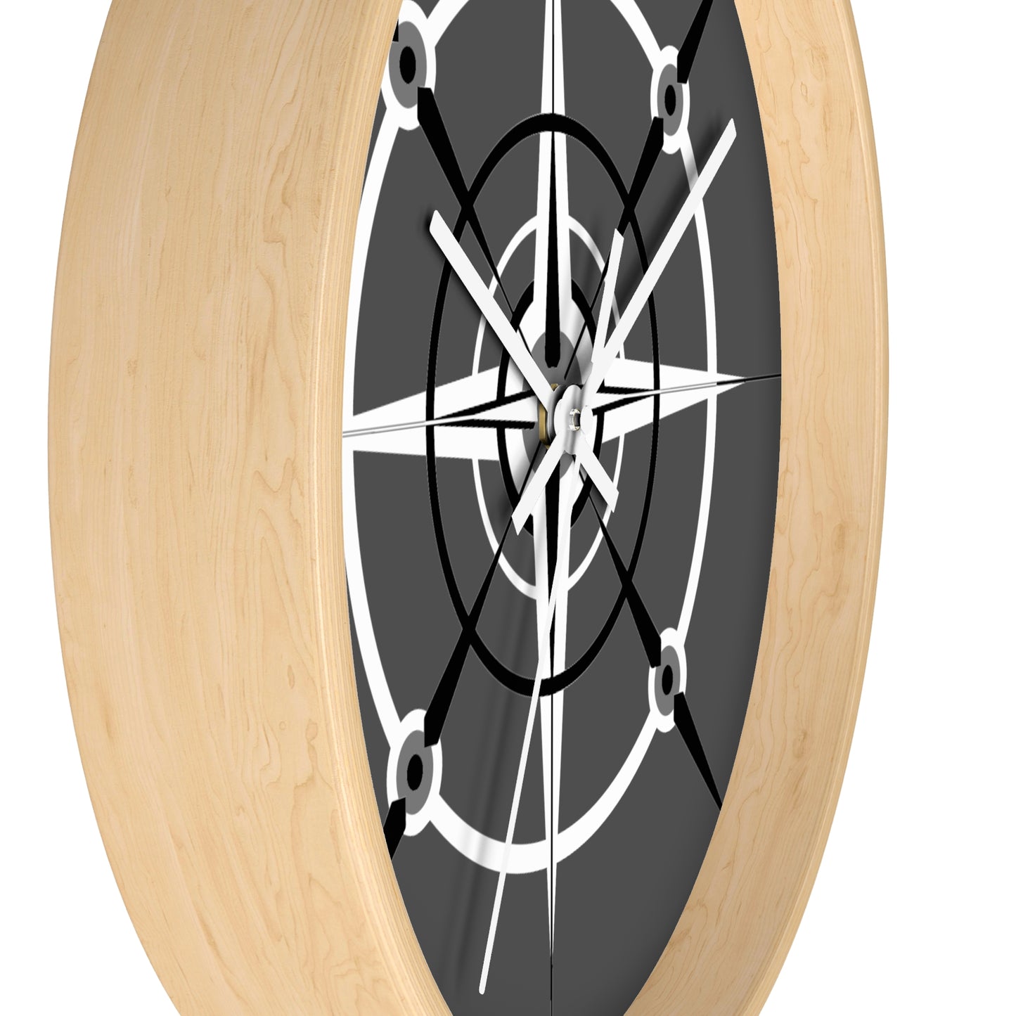 Smokey Monochrome Compass Rose Wall Clock