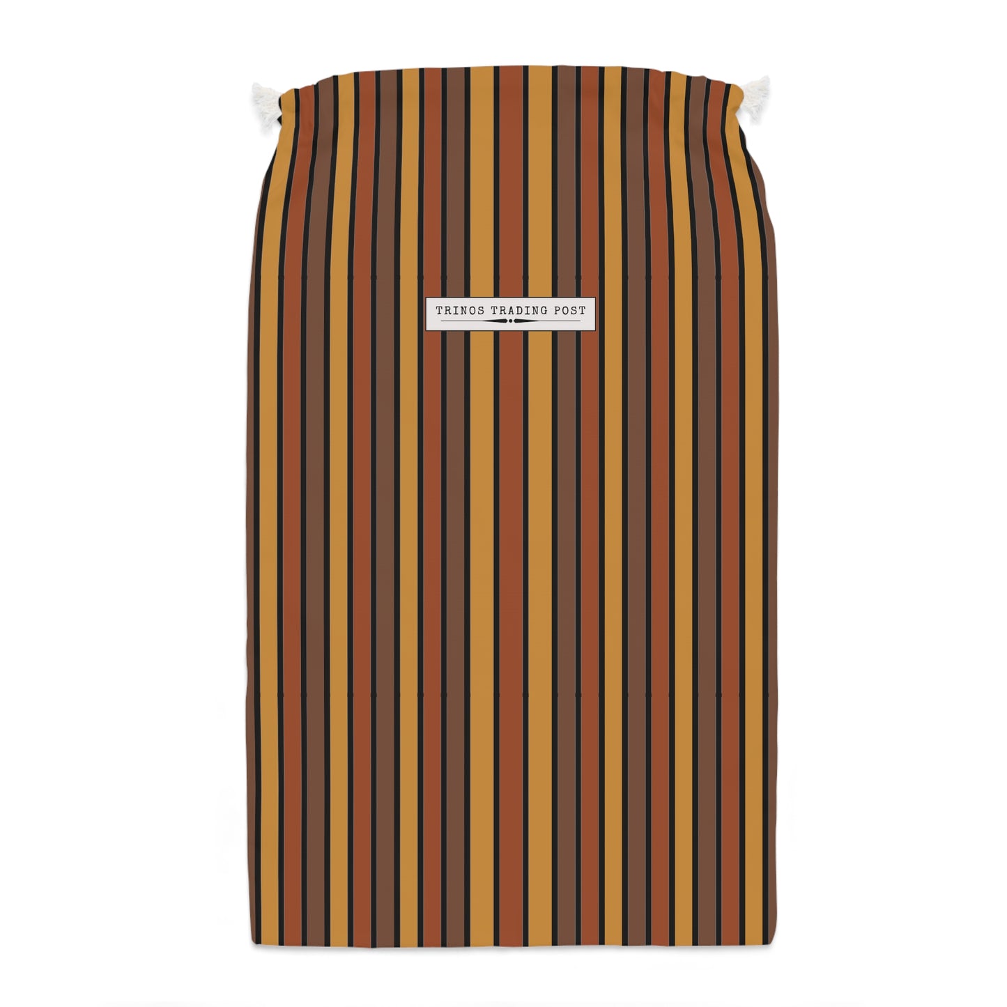 Funky 70's Style Retro Striped Super Delux Laundry Sack in shades of Mahogany