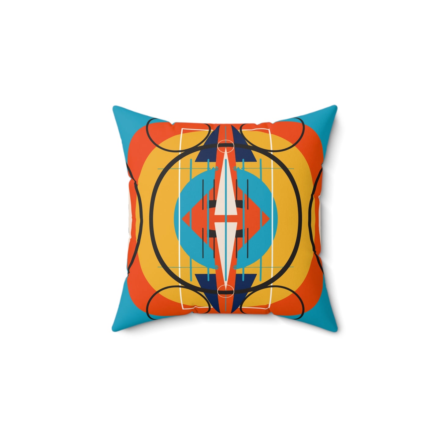 Deco Orange Sunburst Oscillation Spun Polyester Square Pillow