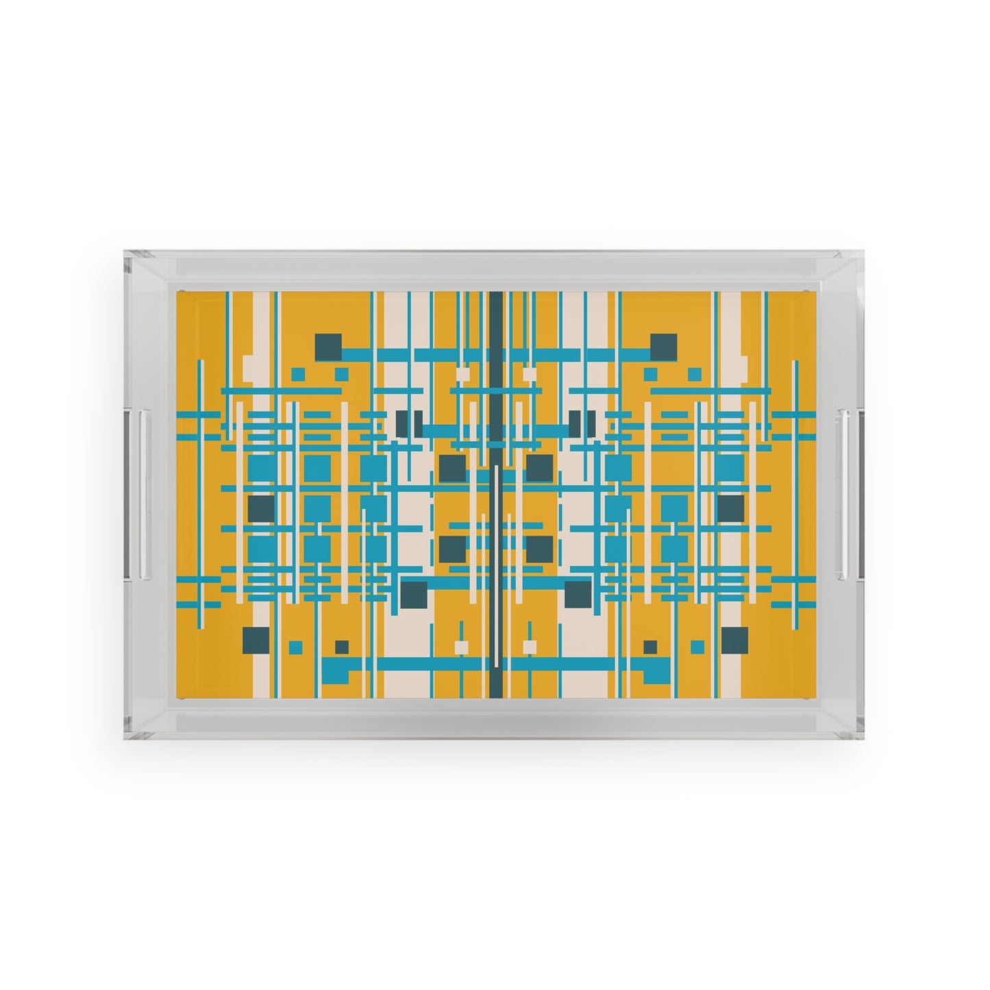 Lemon Yellow Bamboo Acrylic Serving Tray