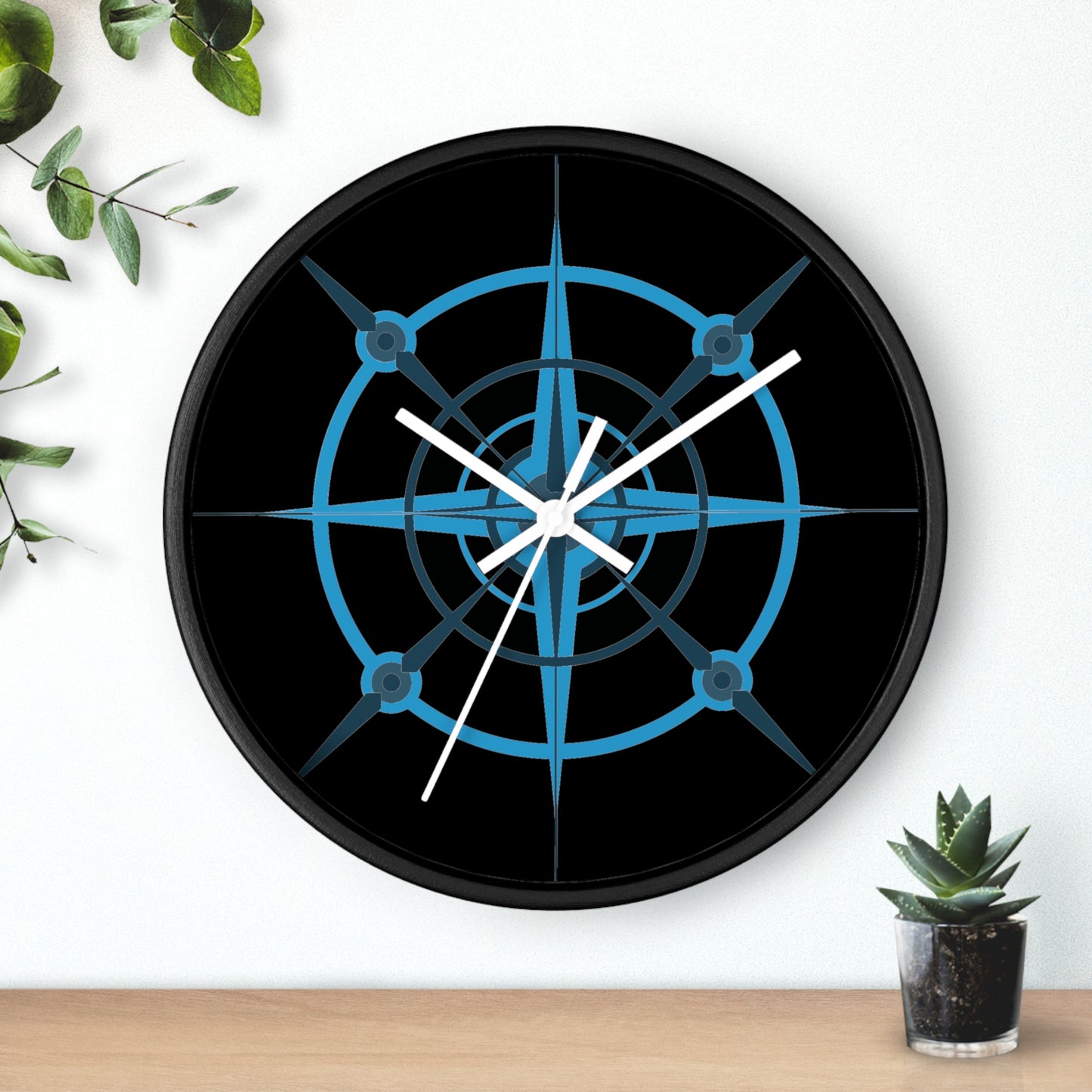 NIghtwing Blue-Black Compass Rose Wall Clock