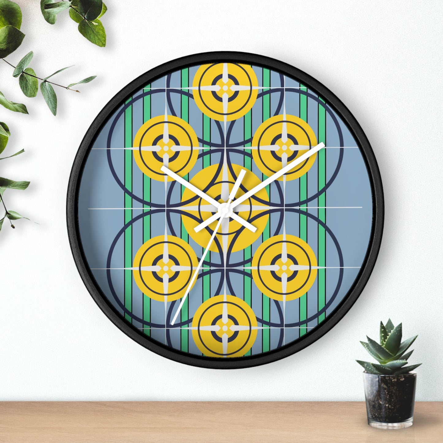 Sunflower Yellow Compass Rose Wall Clock