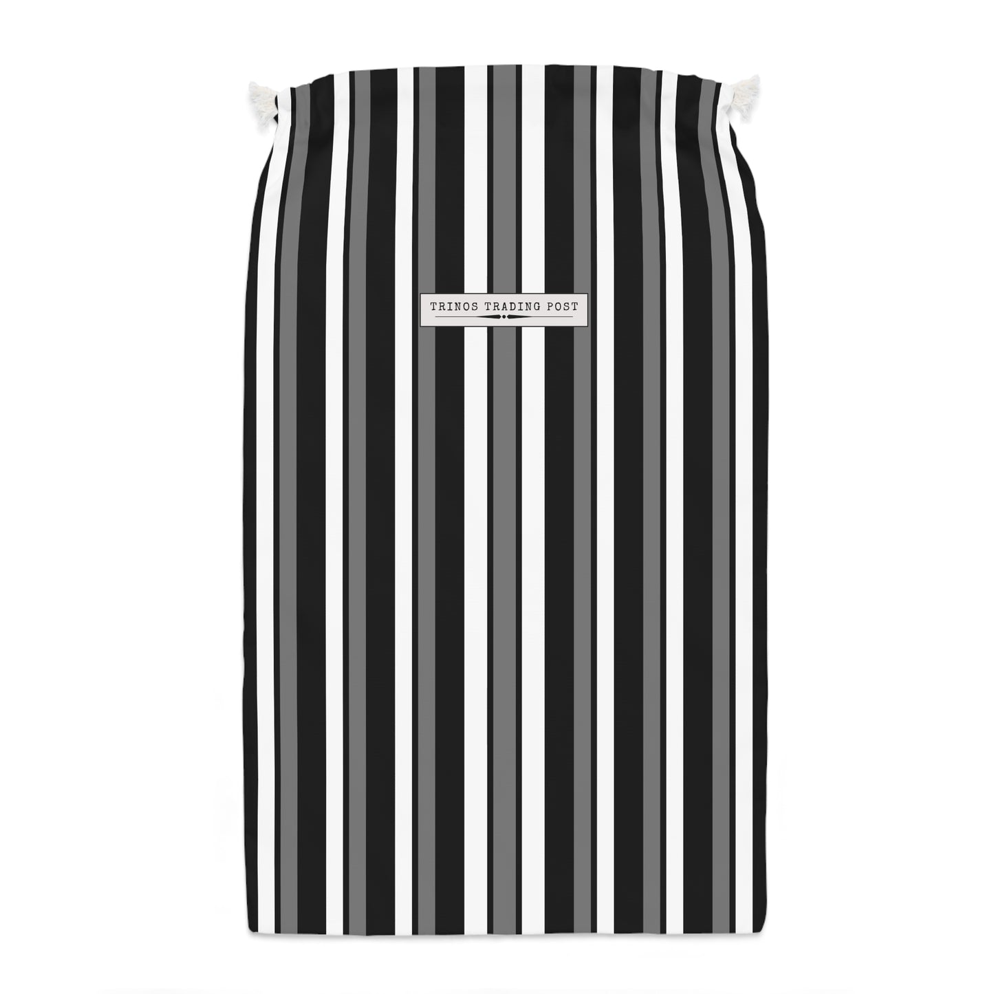 Funky 70's Style Retro Striped Super Delux Laundry Sack in Monochrome Black/White/Grey