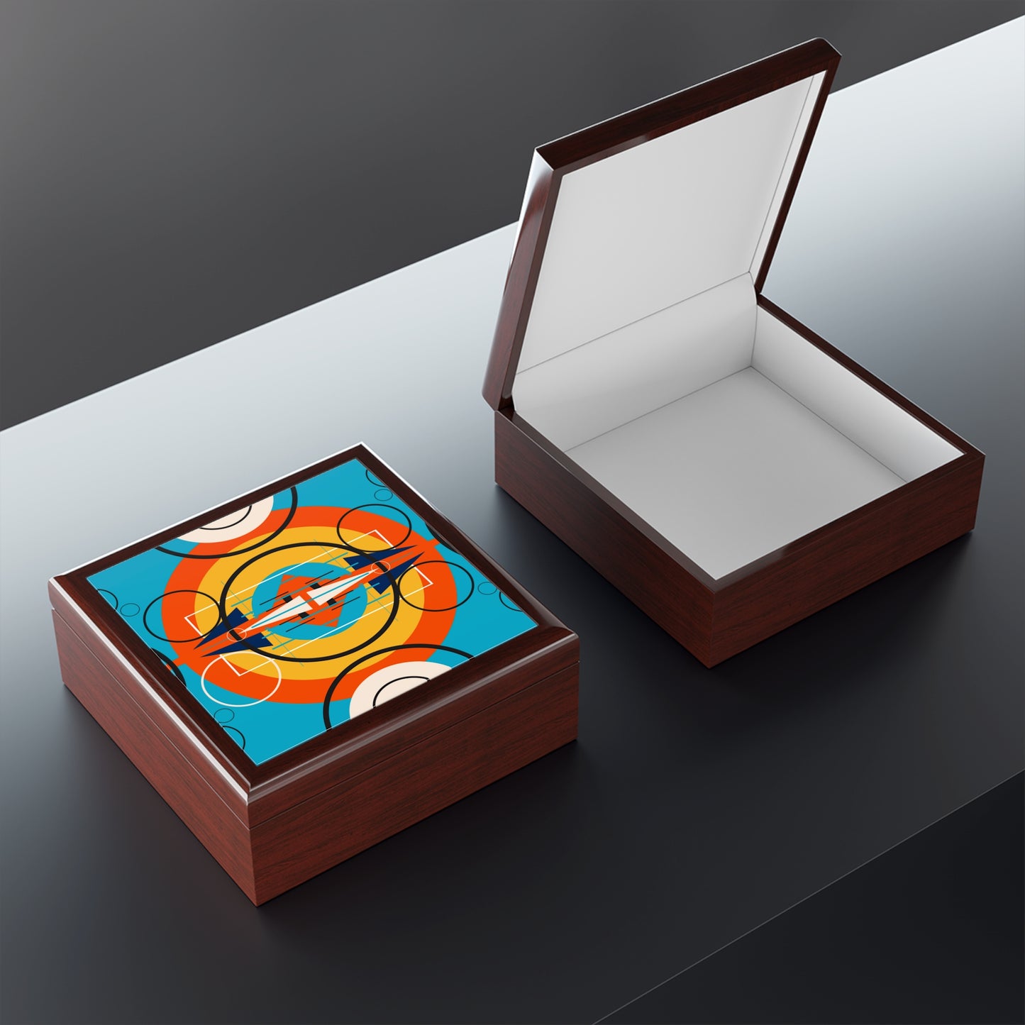 Deco Orange Sunburst Oscillation Jewlery Box