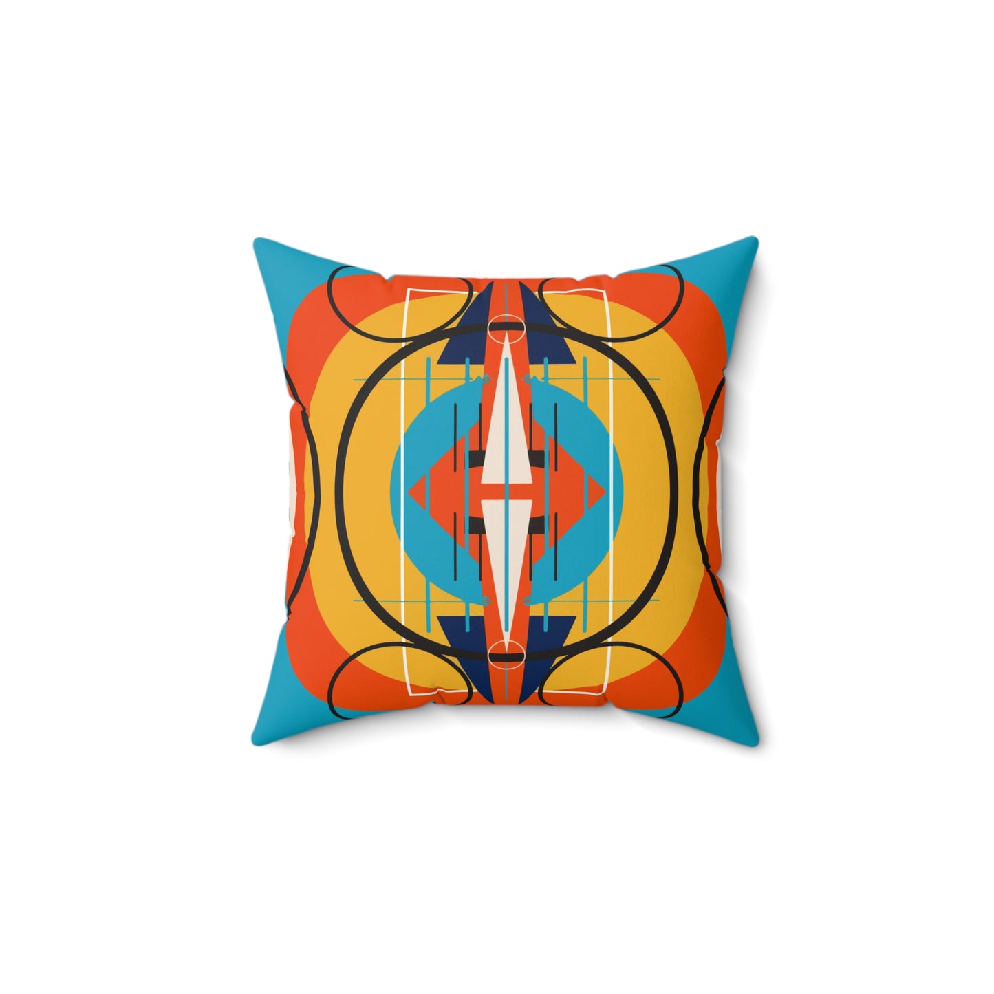 Deco Orange Sunburst Oscillation Spun Polyester Square Pillow