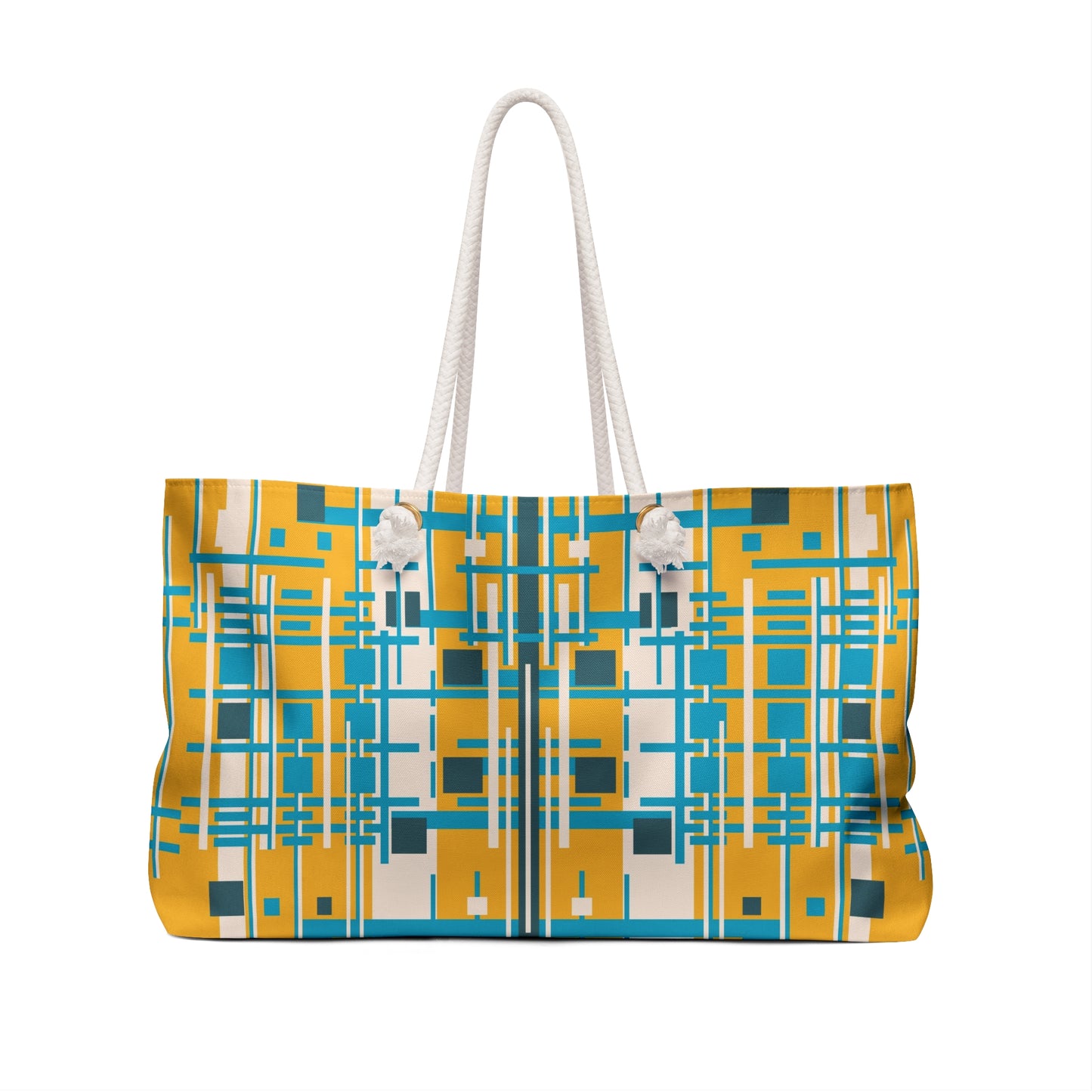 Lemon Yellow Bamboo Weekender Beach Bag