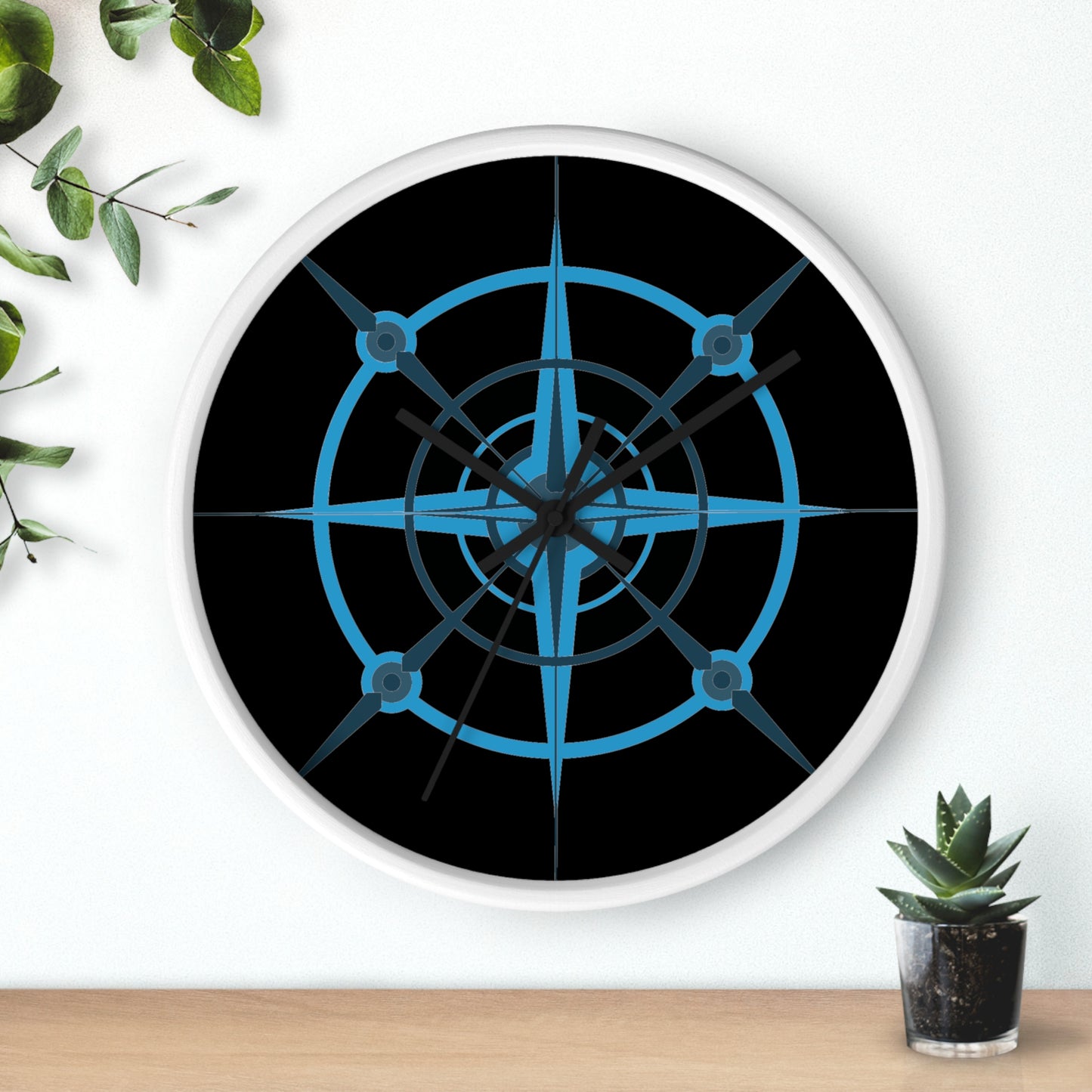 NIghtwing Blue-Black Compass Rose Wall Clock