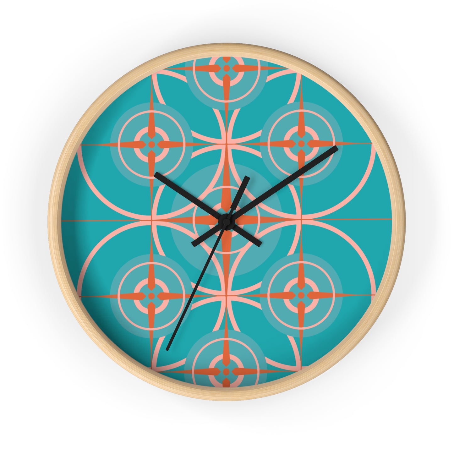 Miami Blue Cherry Compass Rose Wall Clock