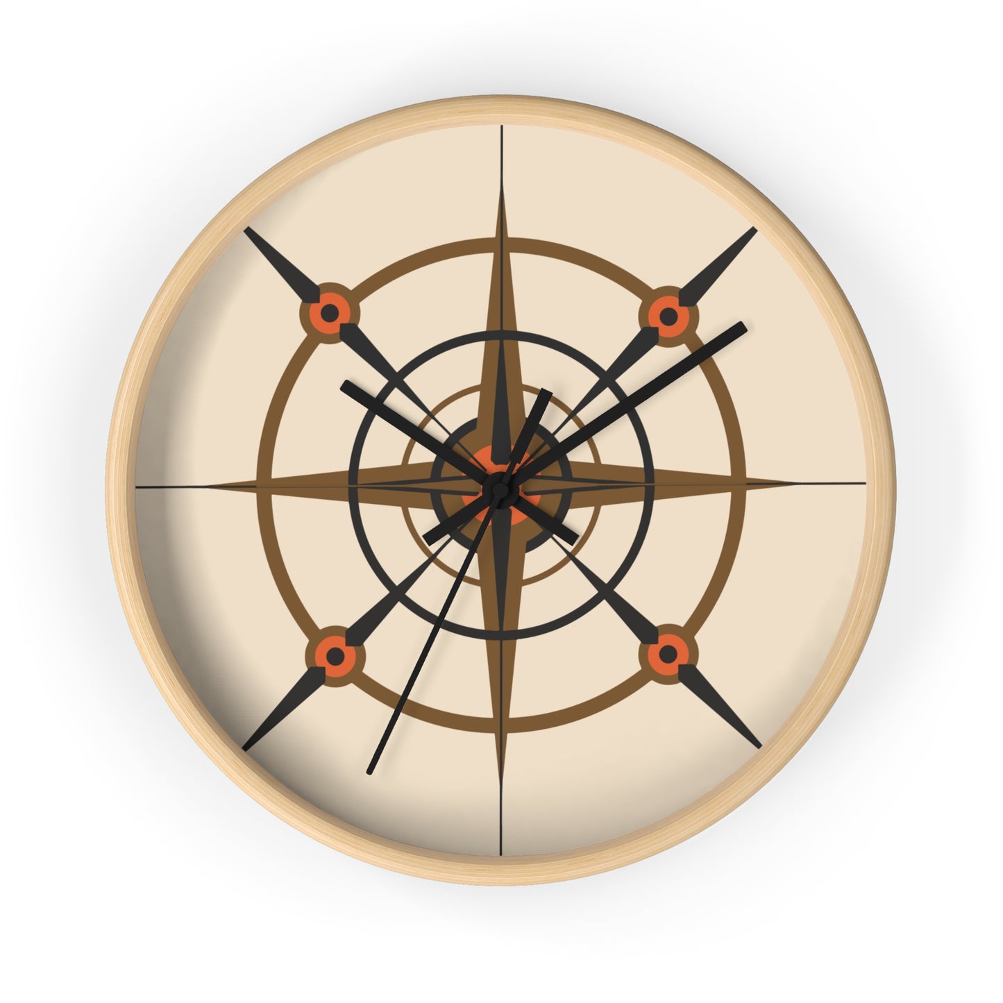 Pumpkin Seed Compass Rose Wall Clock