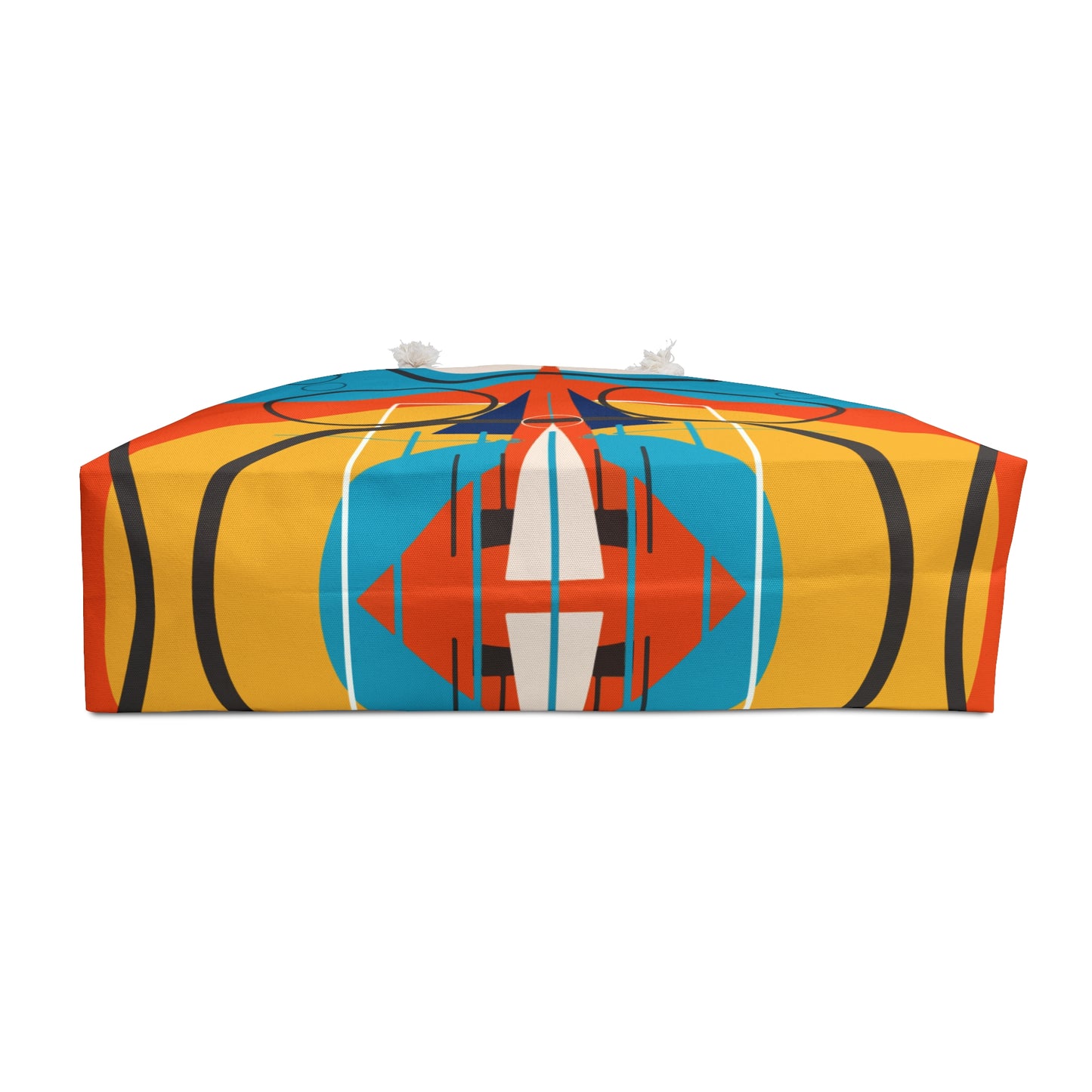 Deco Orange Sunburst Oscillation Weekender Beach Bag