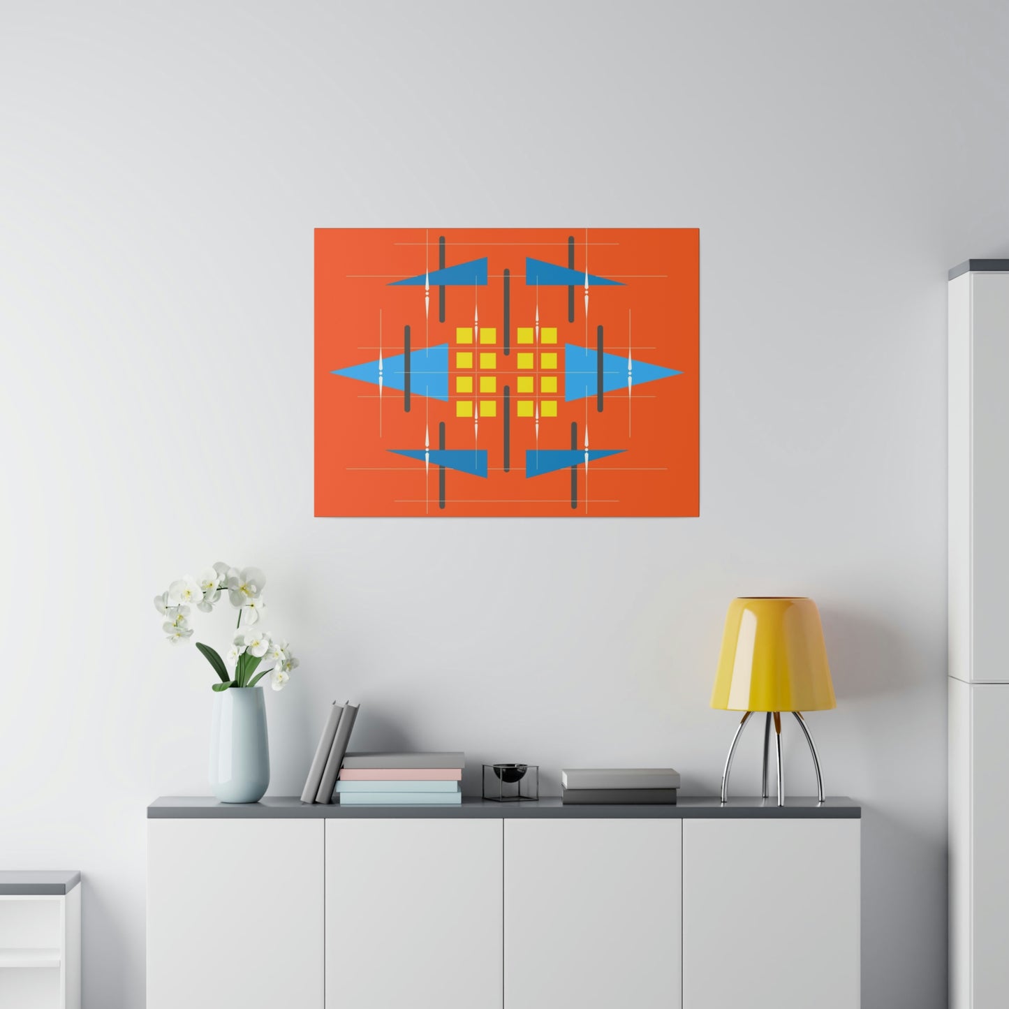 Orange - Universal Schematic 1: Geometric Abstract Deco Inspired Wall Art