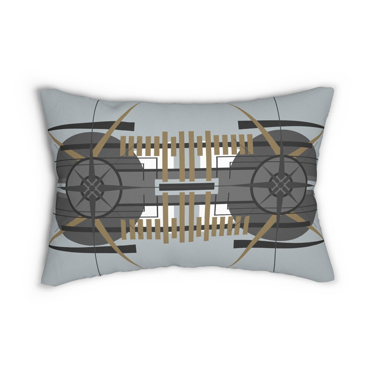 Techno Grey Deco Oscillation Spun Polyester Lumbar Pillow