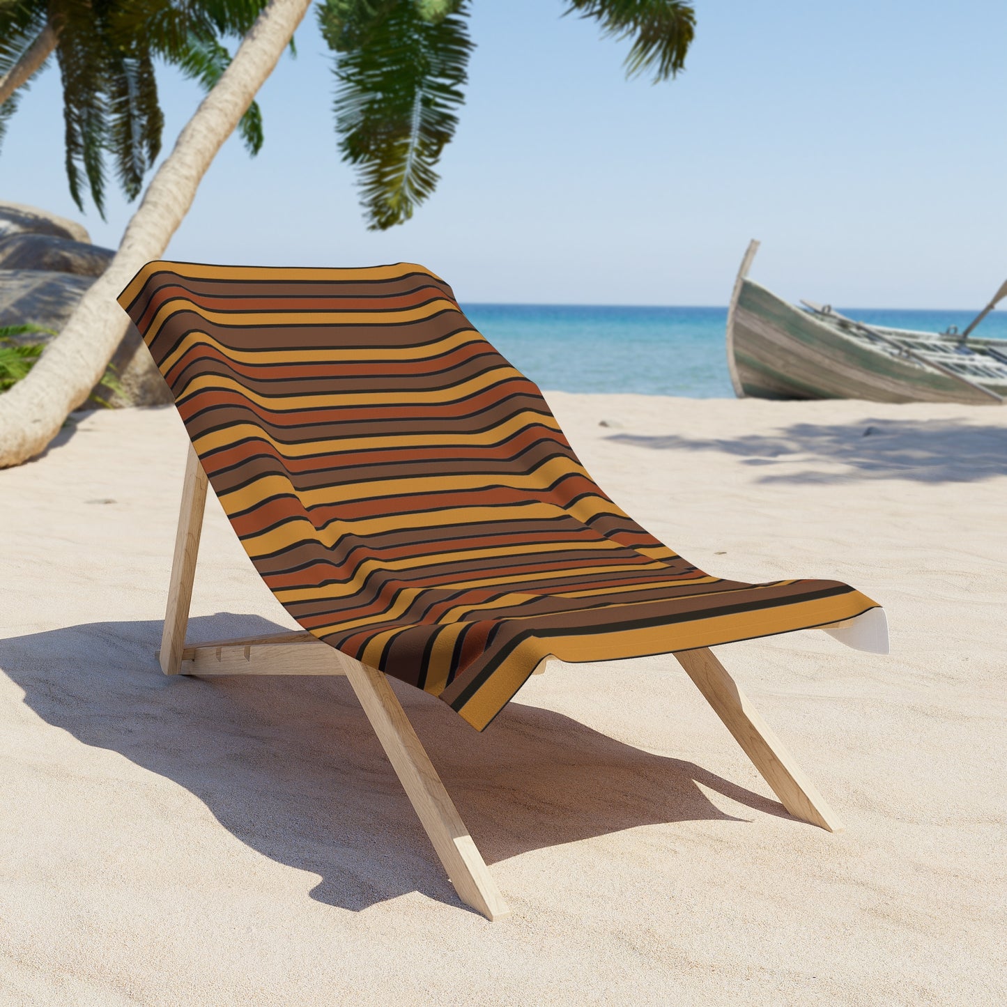 Funky 70's Retro Striped Beach Towel in Shades of Mahogany