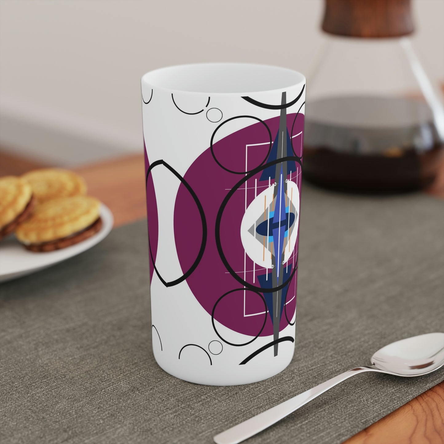 Super Graphic Deco Plum Conical Coffee Mugs (3oz, 8oz, 12oz)