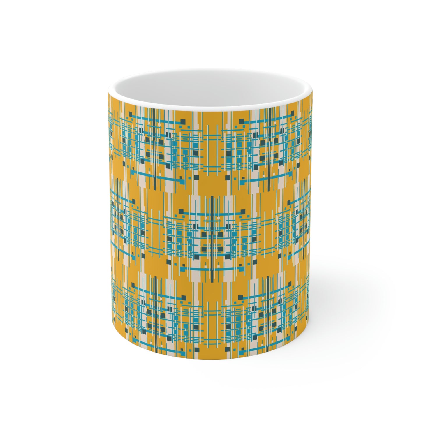 Bamboo Inspired Graphic Ceramic Mug in Yellow Grass