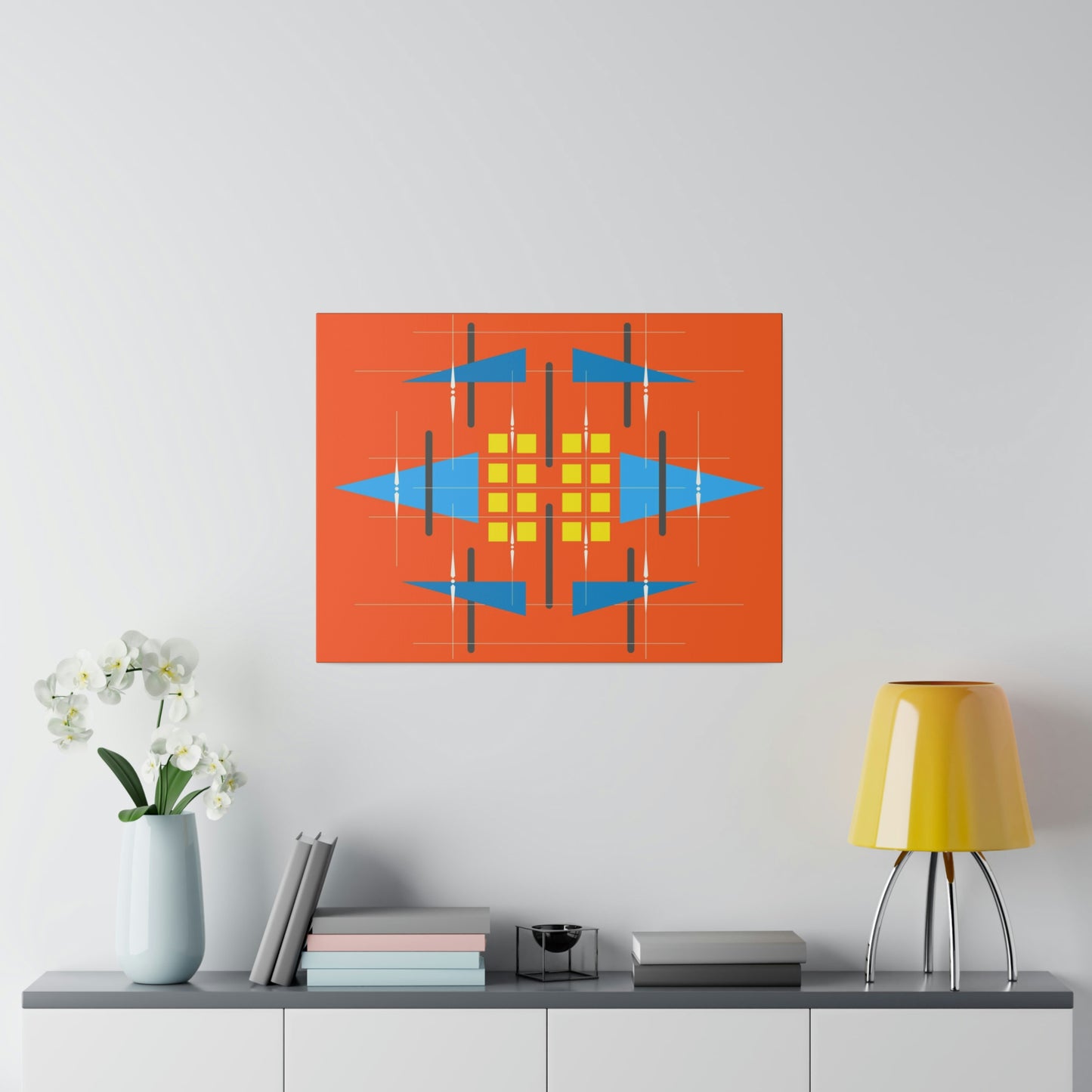 Orange - Universal Schematic 1: Geometric Abstract Deco Inspired Wall Art