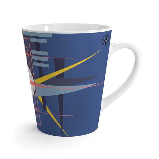 Deco Aviation Sky Dusk Blue Oscillation Graphic Latte Ceramic Mug