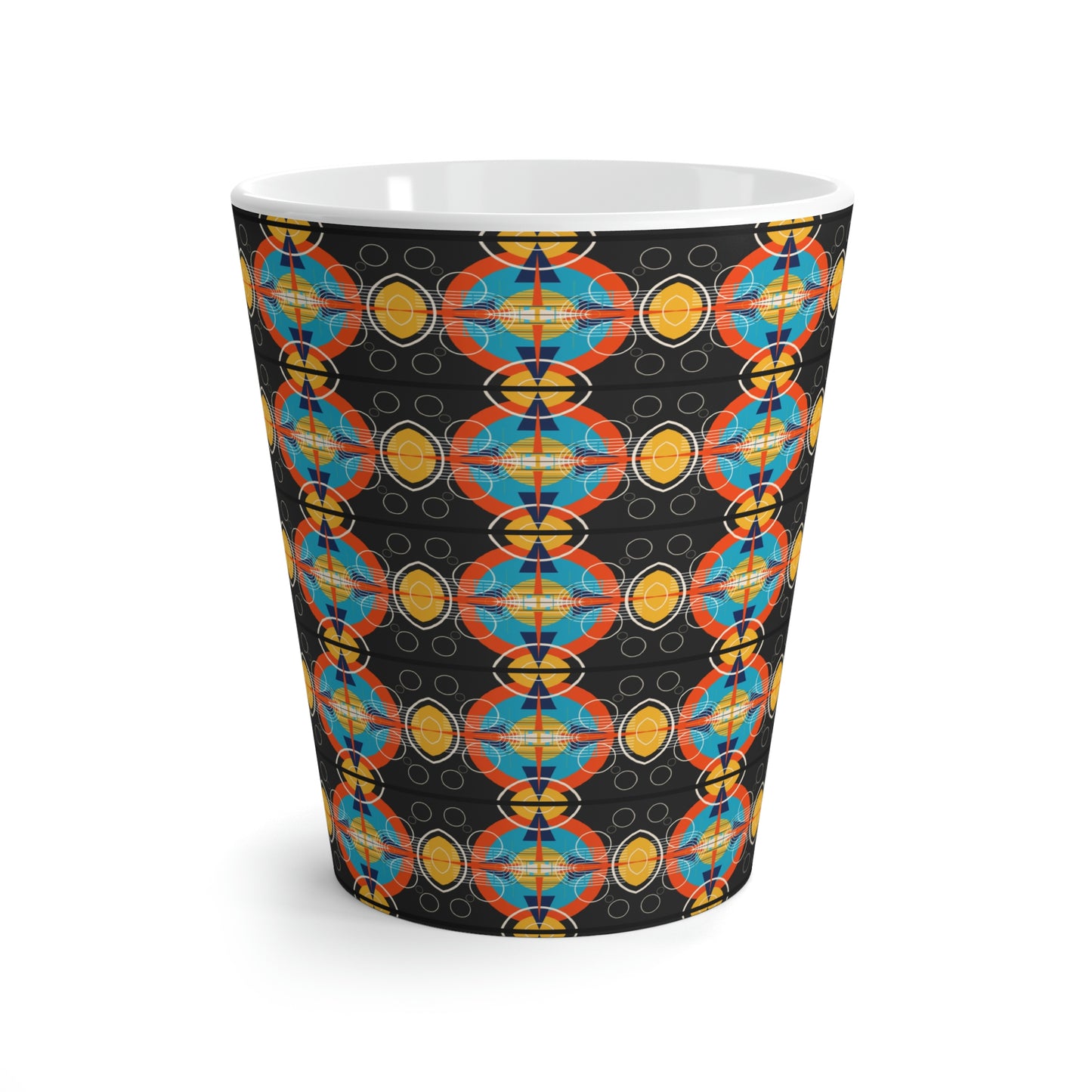 Deco Black Oscillation Graphic Latte Ceramic Mug