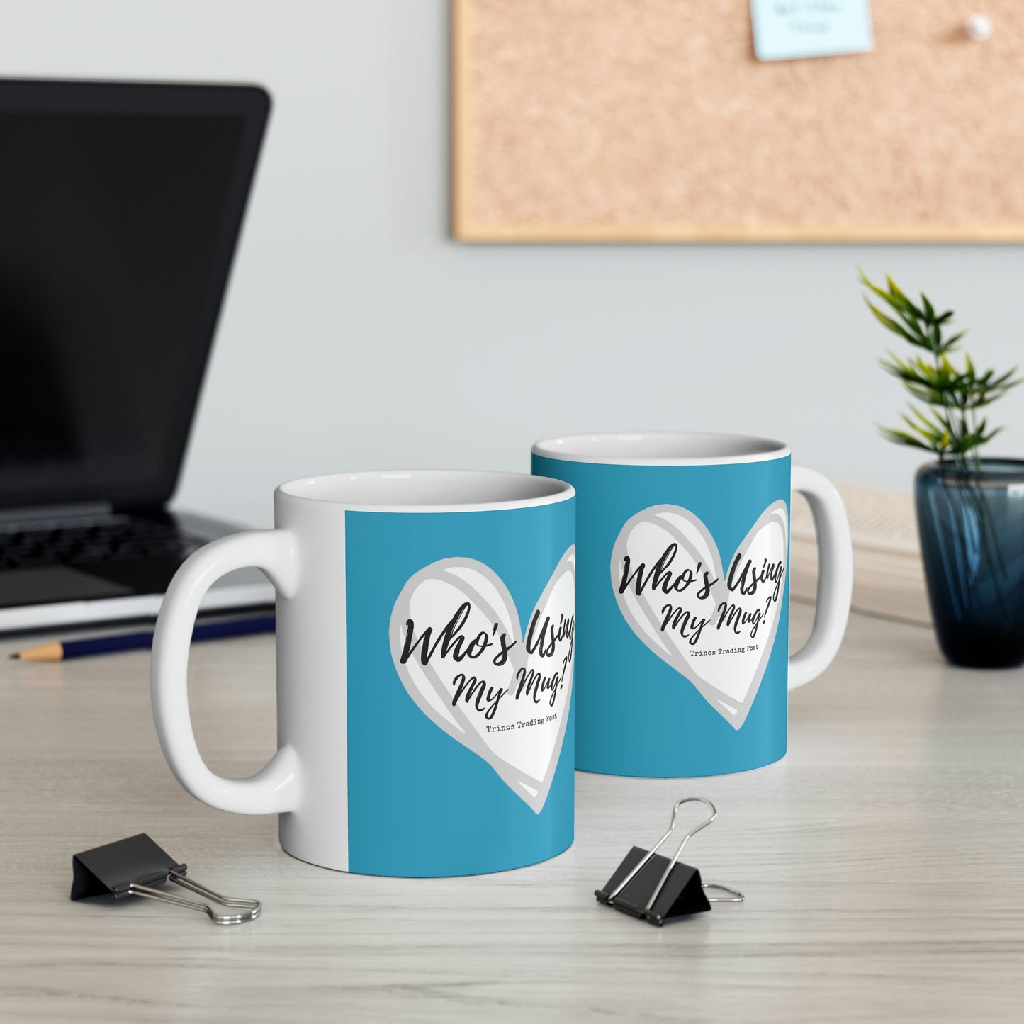 Who's Using My Mug? Brand Graphic 11oz Ceramic Mug in Turquoise