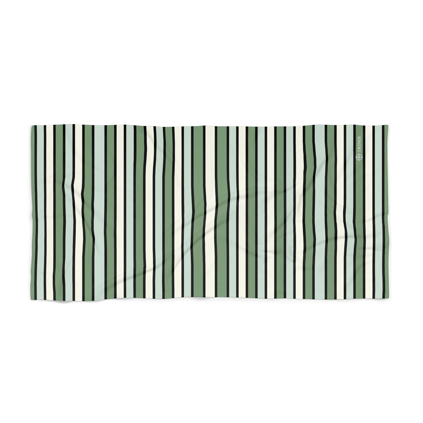 Funky 70's Retro Striped Beach Towel in Shades of Seafoam Green