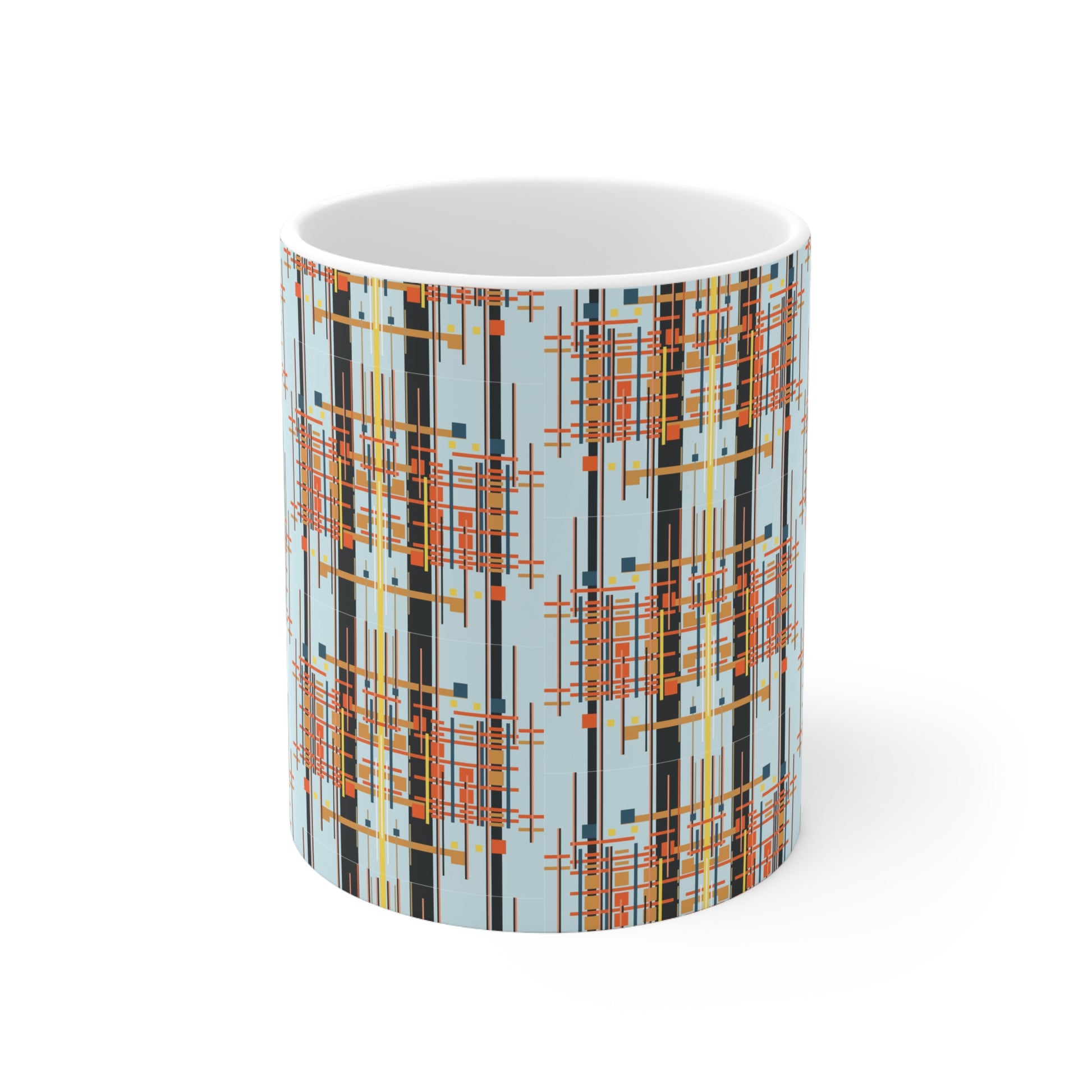 Bamboo Inspired Graphic Ceramic Mug in Light Blue